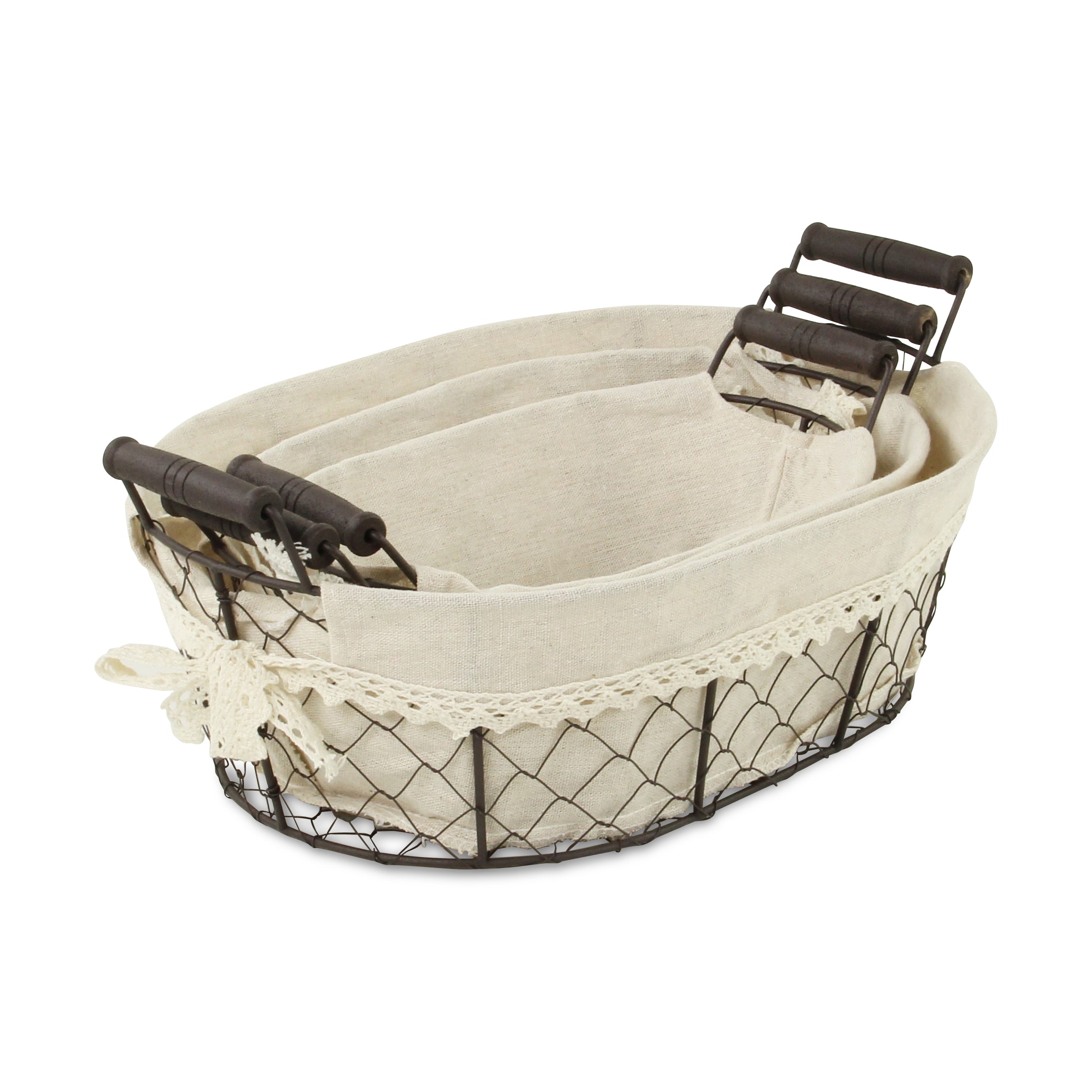 Raphina Set Of 3 Lined Wire Trays - Oval