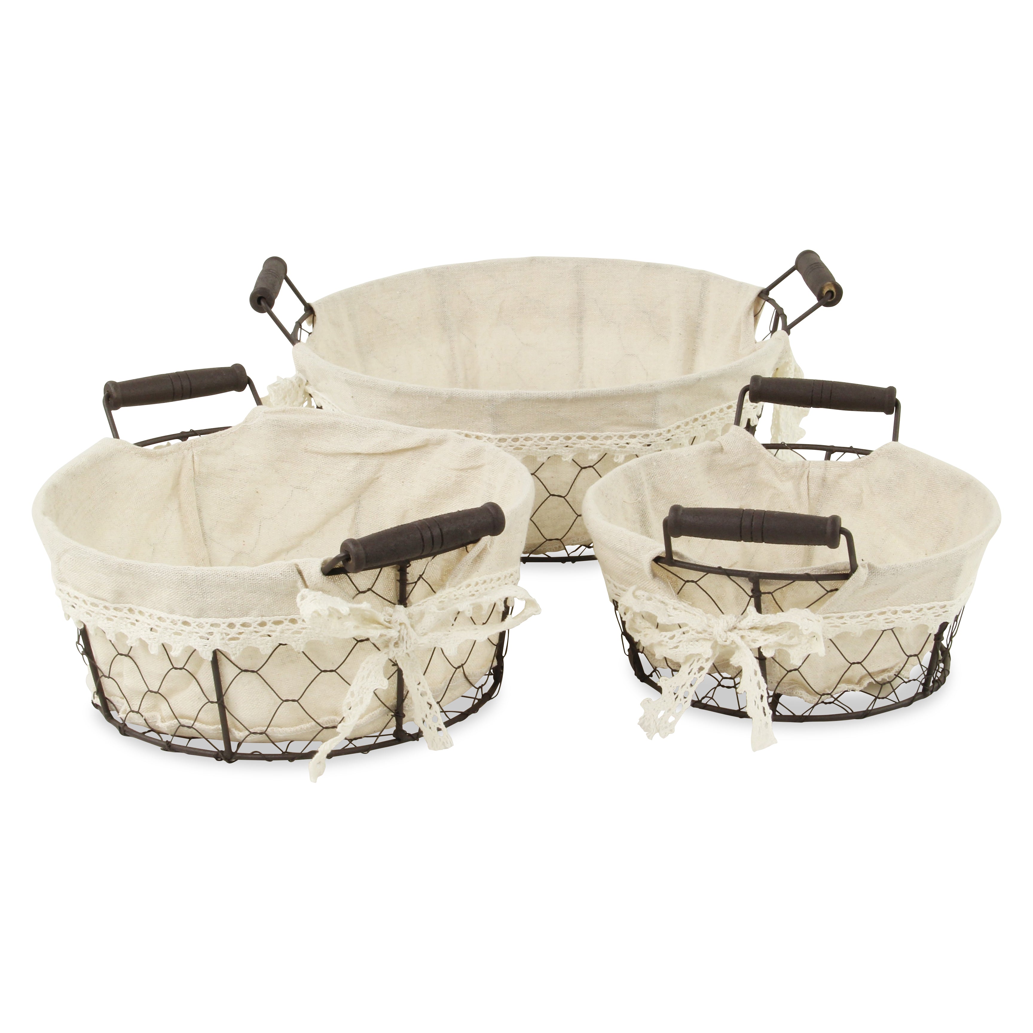 Raphina Set Of 3 Lined Wire Trays - Round