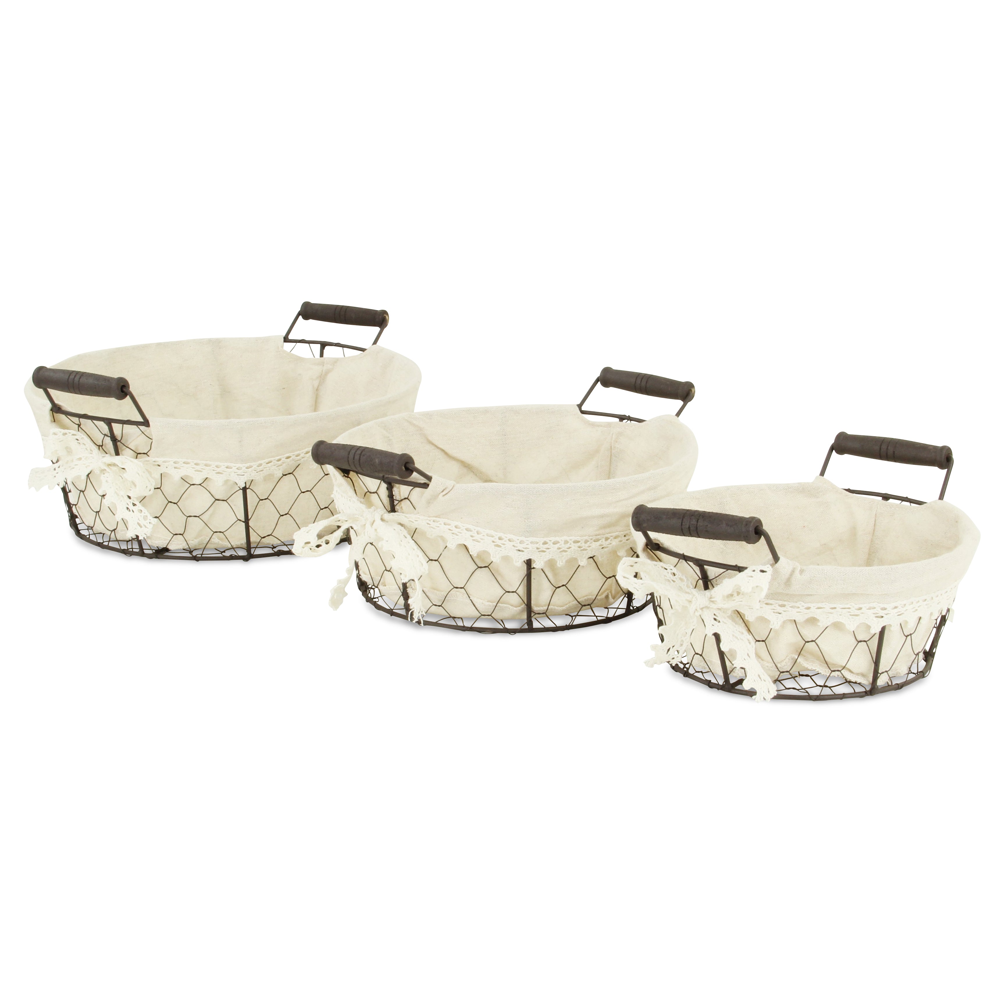 Raphina Set Of 3 Lined Wire Trays - Round