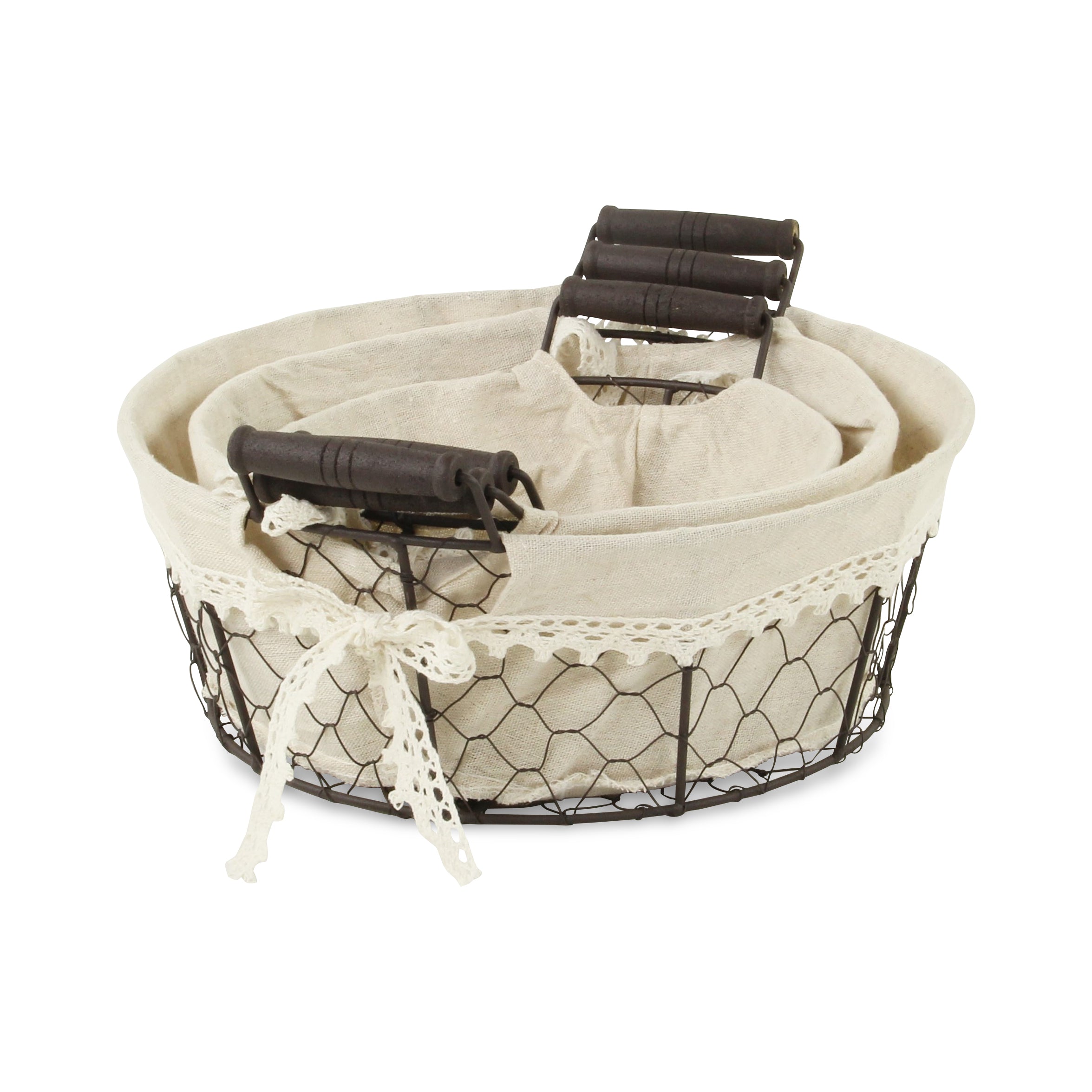 Raphina Set Of 3 Lined Wire Trays - Round