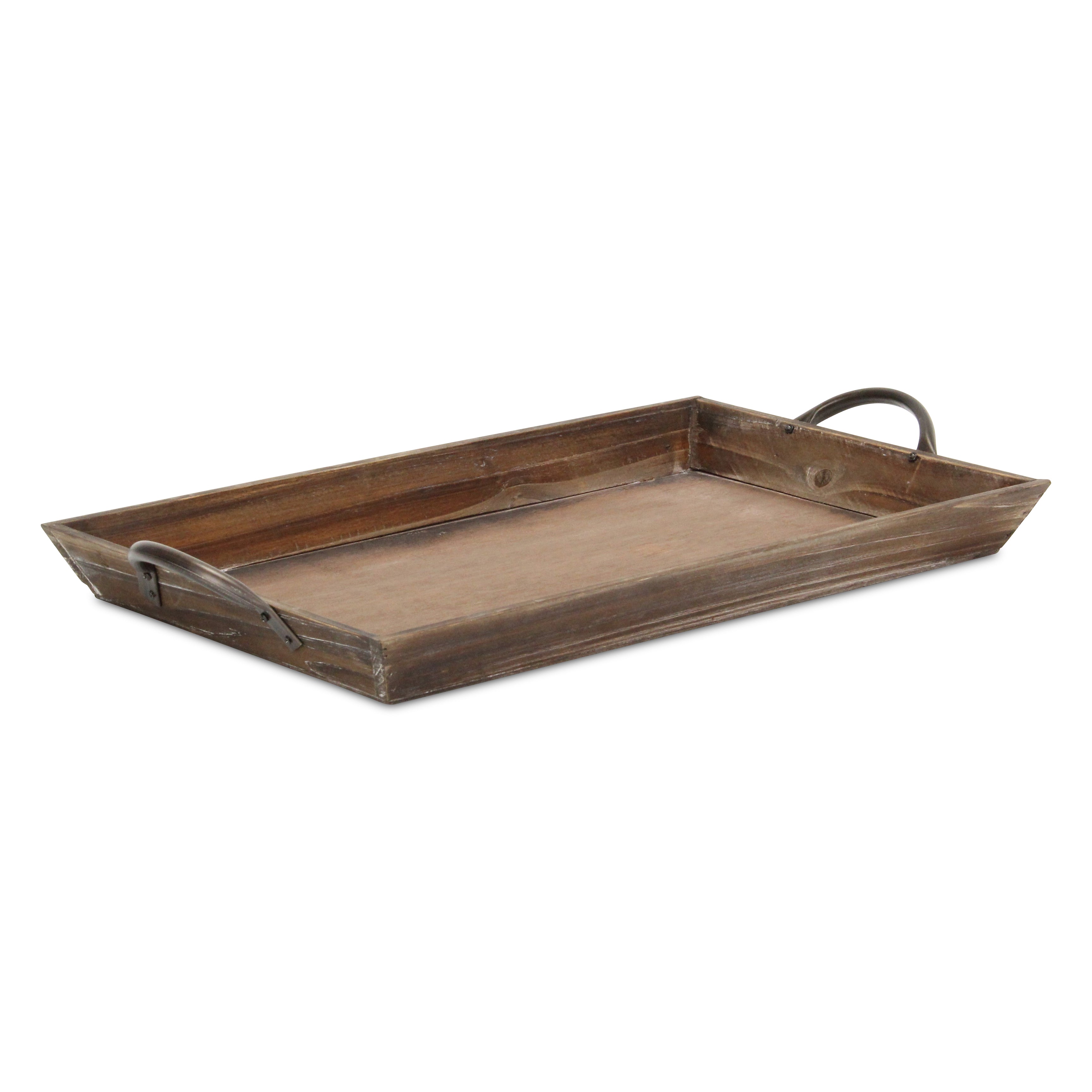 Magnolia Tapered Wood Tray & Metal Handles