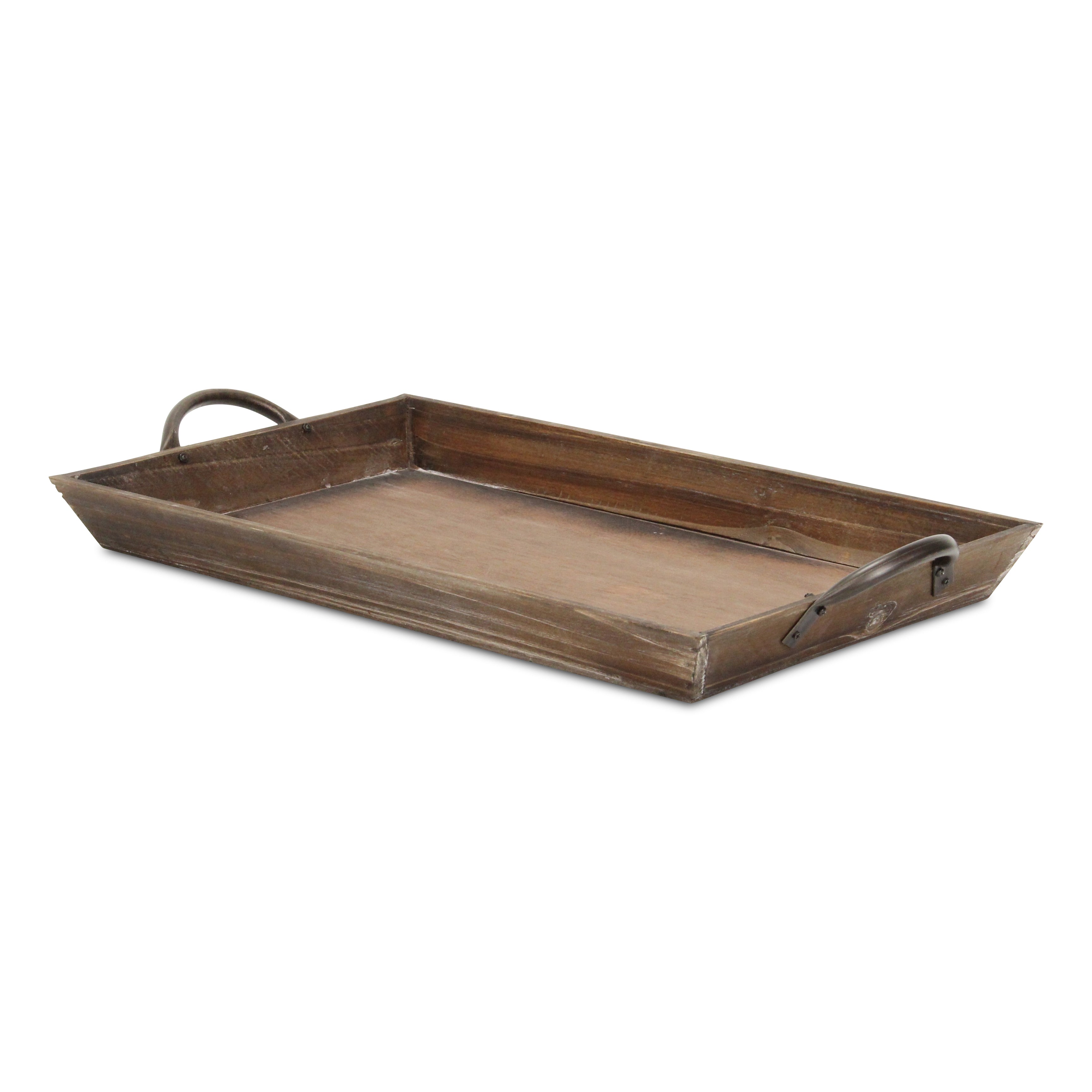 Magnolia Tapered Wood Tray & Metal Handles