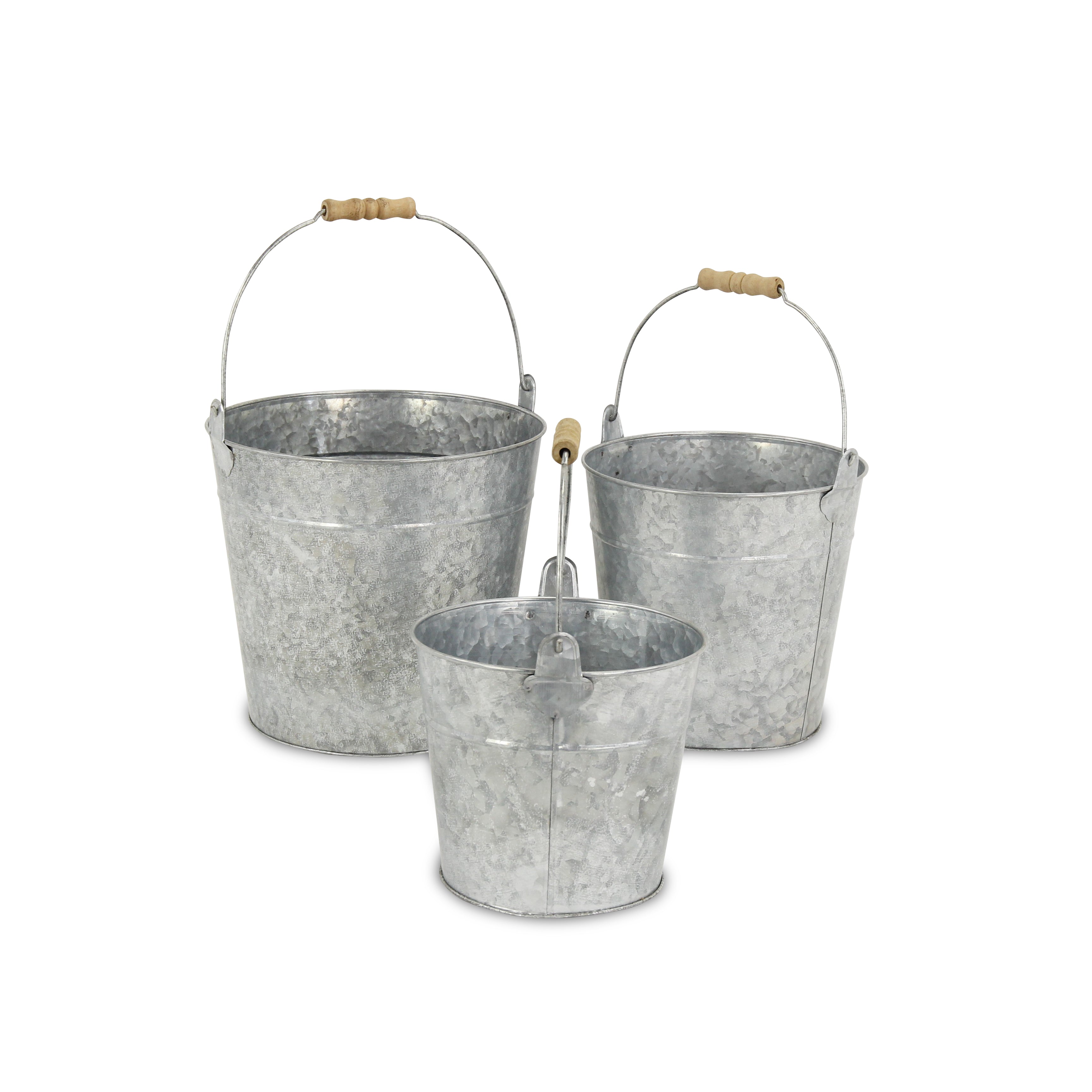 Pina Set Of 3 Galvanized Metal Buckets