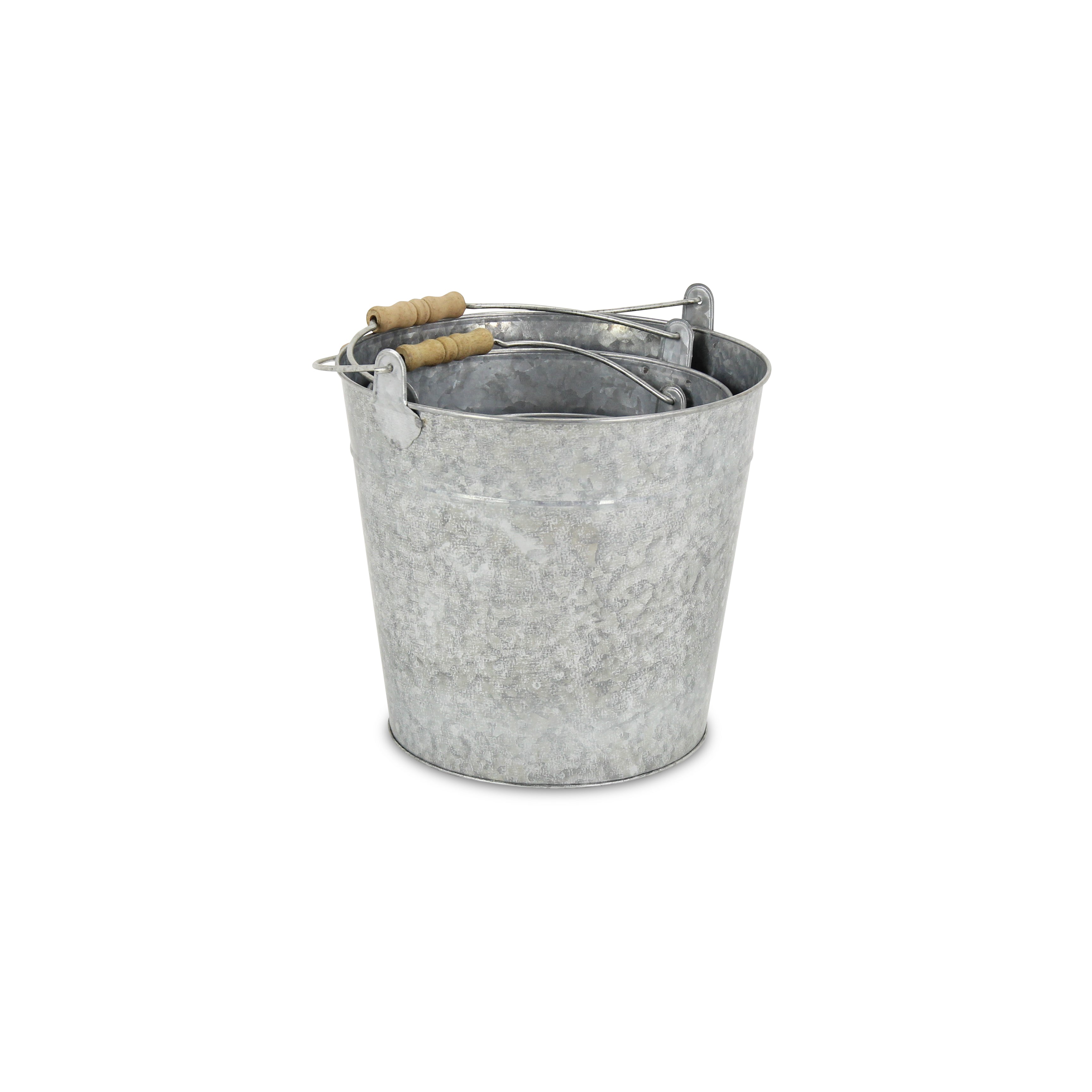 Pina Set Of 3 Galvanized Metal Buckets