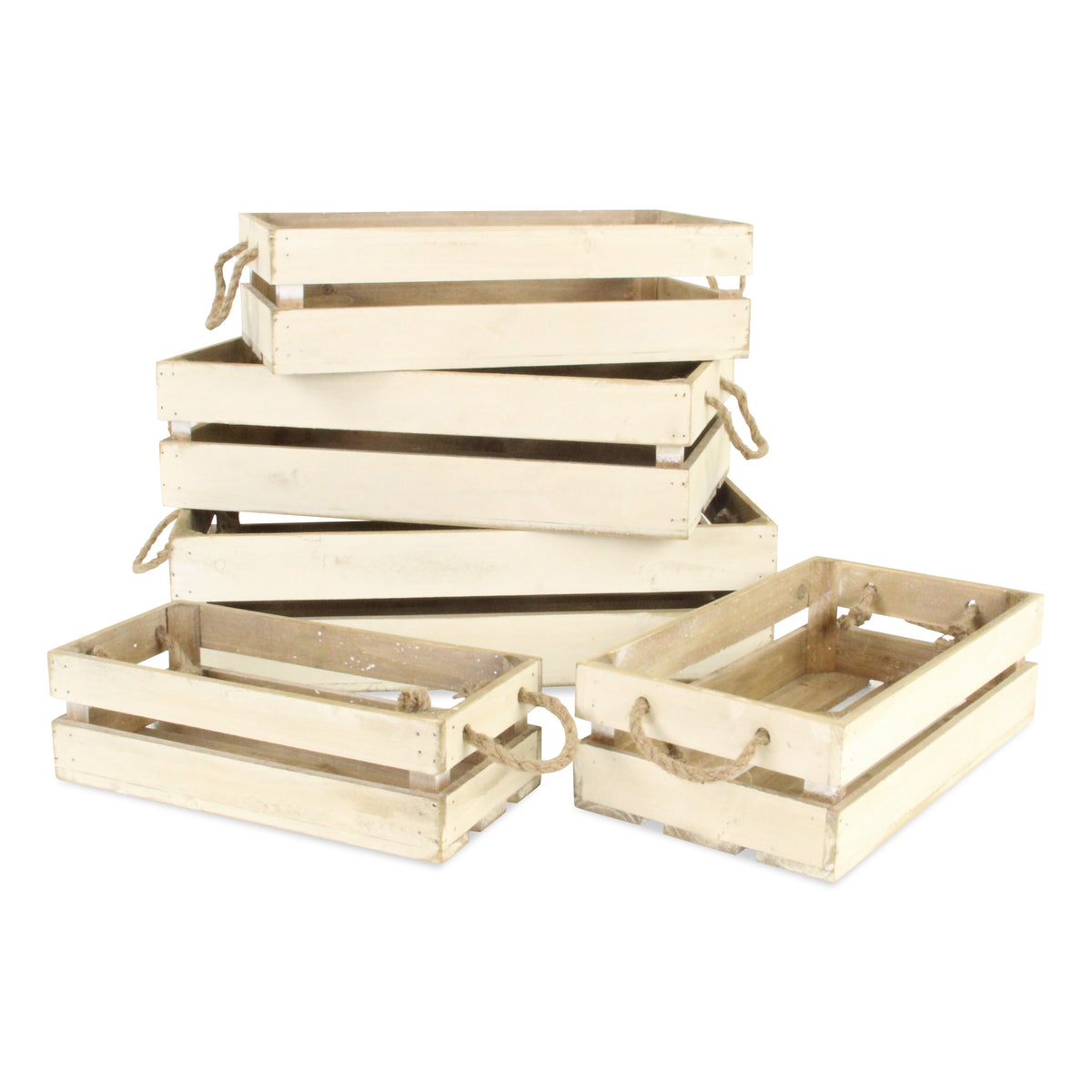 Kinsley Set Of 5 Slatted Wood Crates