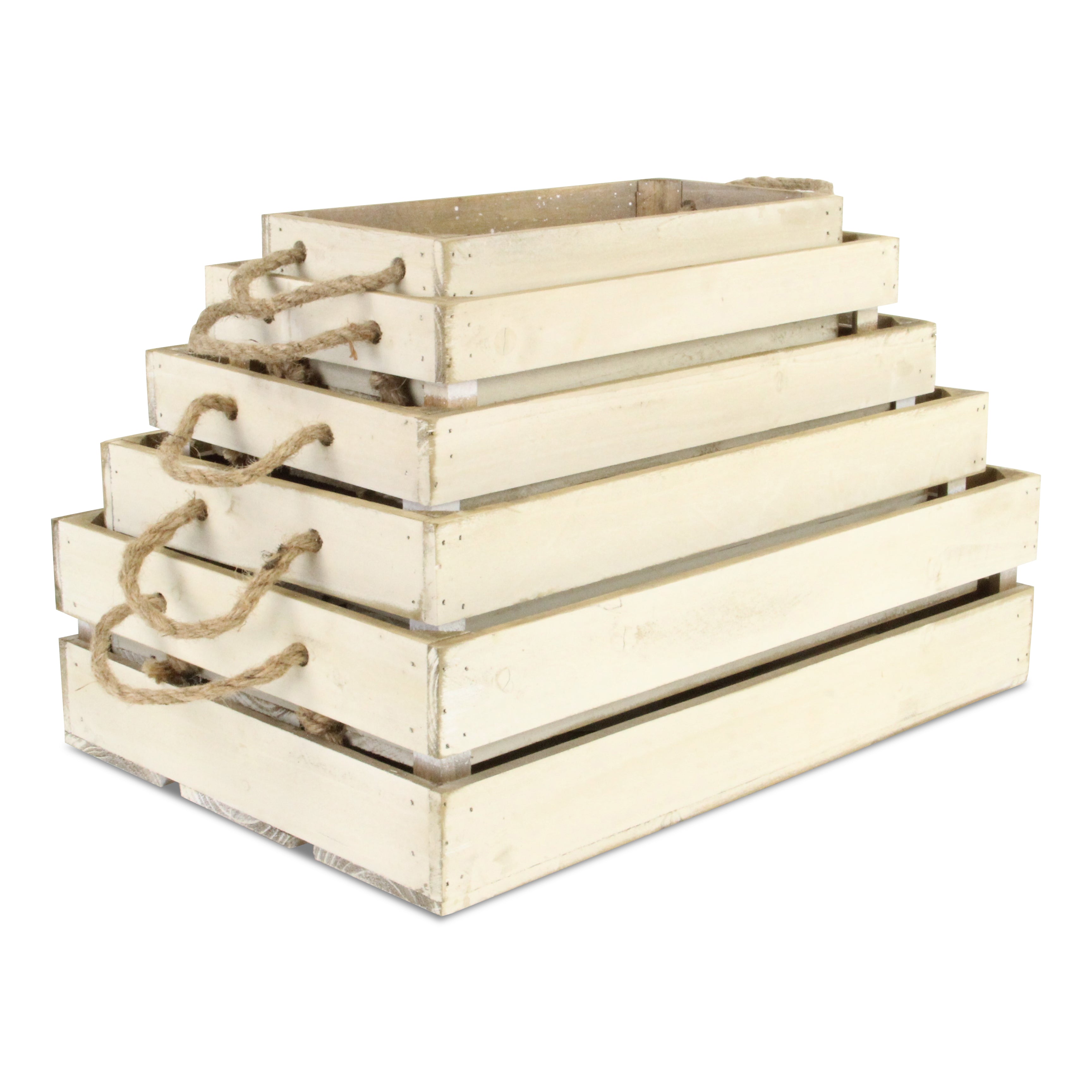 Kinsley Set Of 5 Slatted Wood Crates