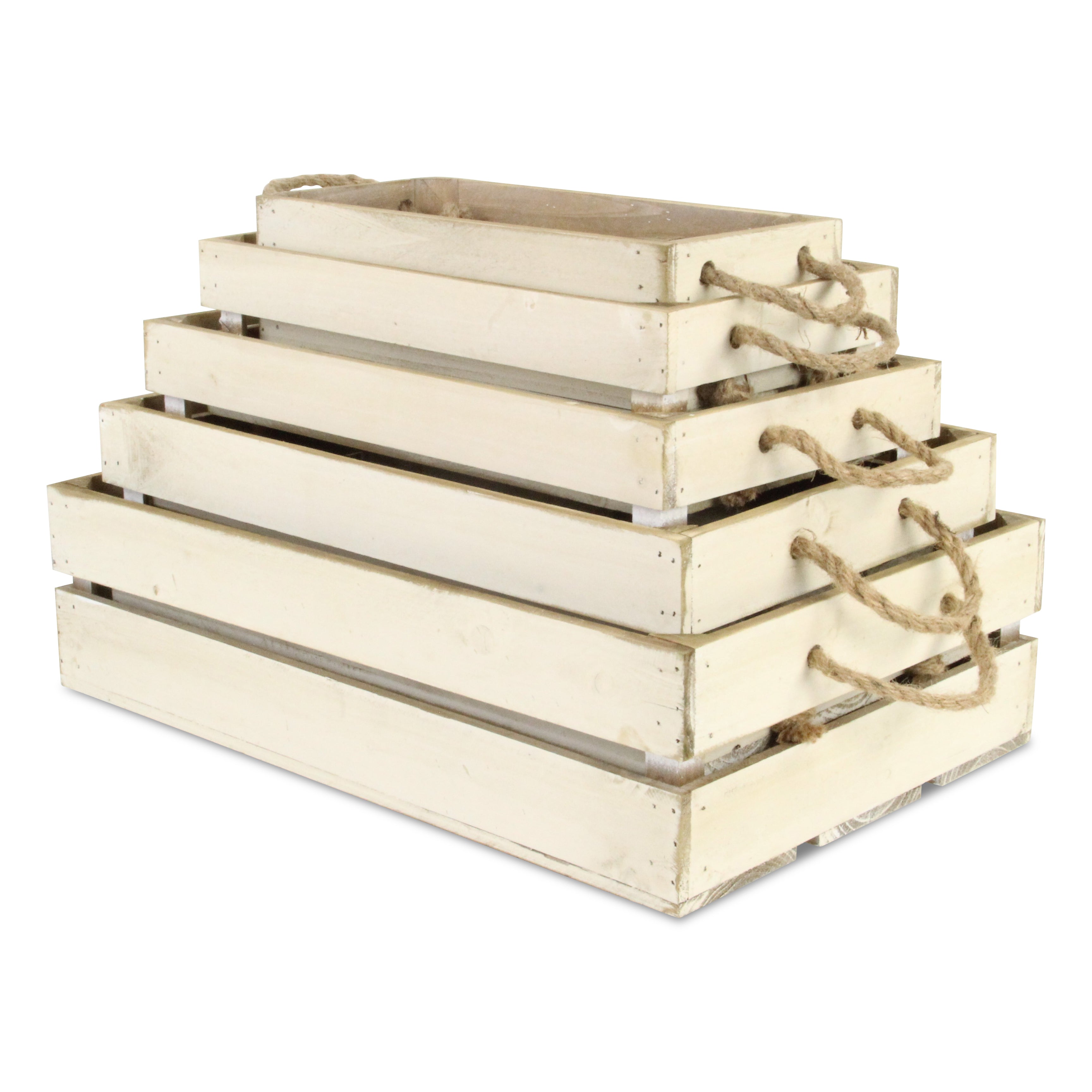 Kinsley Set Of 5 Slatted Wood Crates