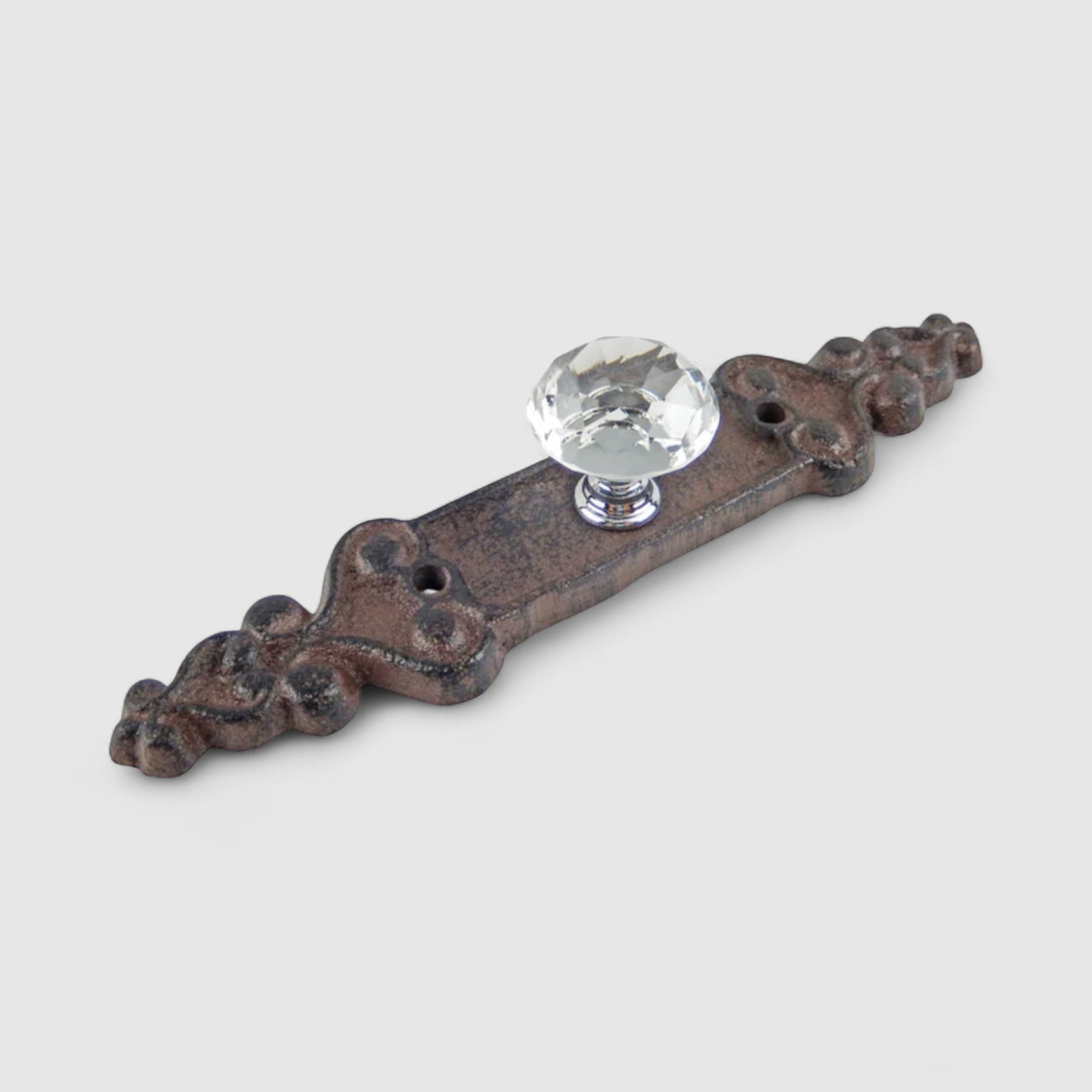 Elegant Cast Iron Crystal Drawer Pull - Faceted Vintage Cabinet Knob