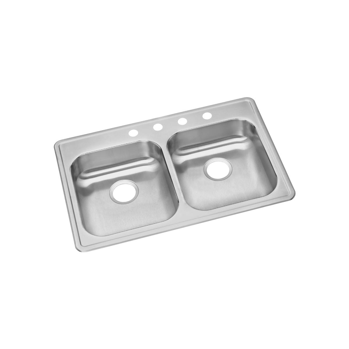 Elkay Dayton Stainless Steel 33'' X 22'' X 5-3/8'', Equal Double Bowl Drop-In Sink