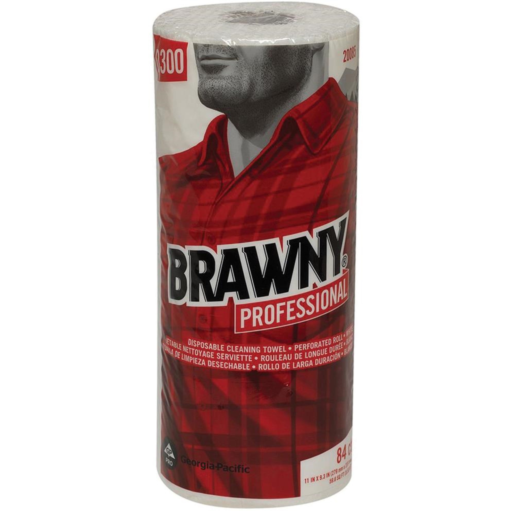 Brawny&Reg; Professional D300 Disposable Cleaning Towels - 11 X 9.30 - 84 Sheets/Roll - White - Paper - Absorbent, Soft, Perfora