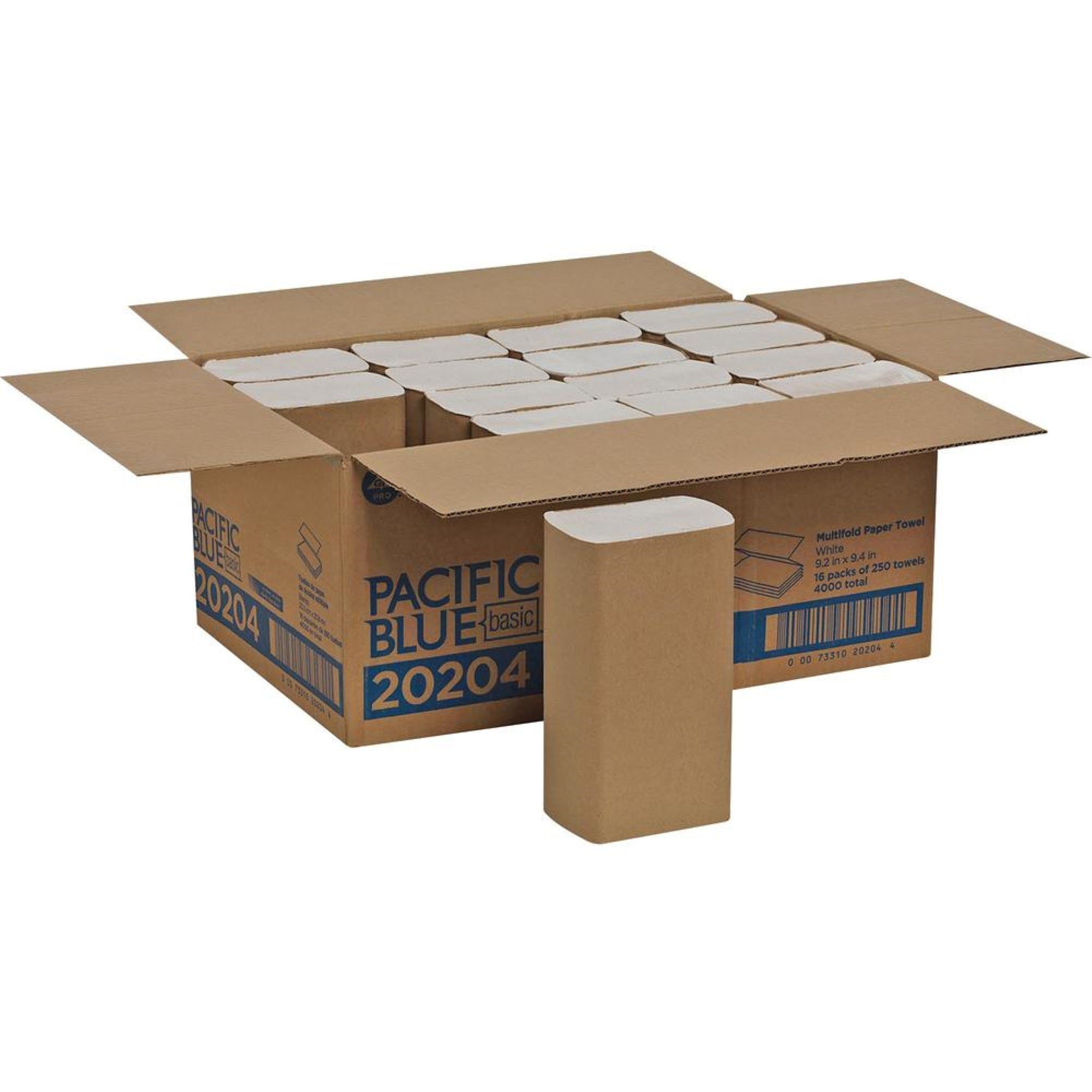 Pacific Blue Basic 1-Ply Multifold Paper Towel - 9.40 X 9.20 - White - Absorbent, Strong - For Washroom, Public Facilities, Offi