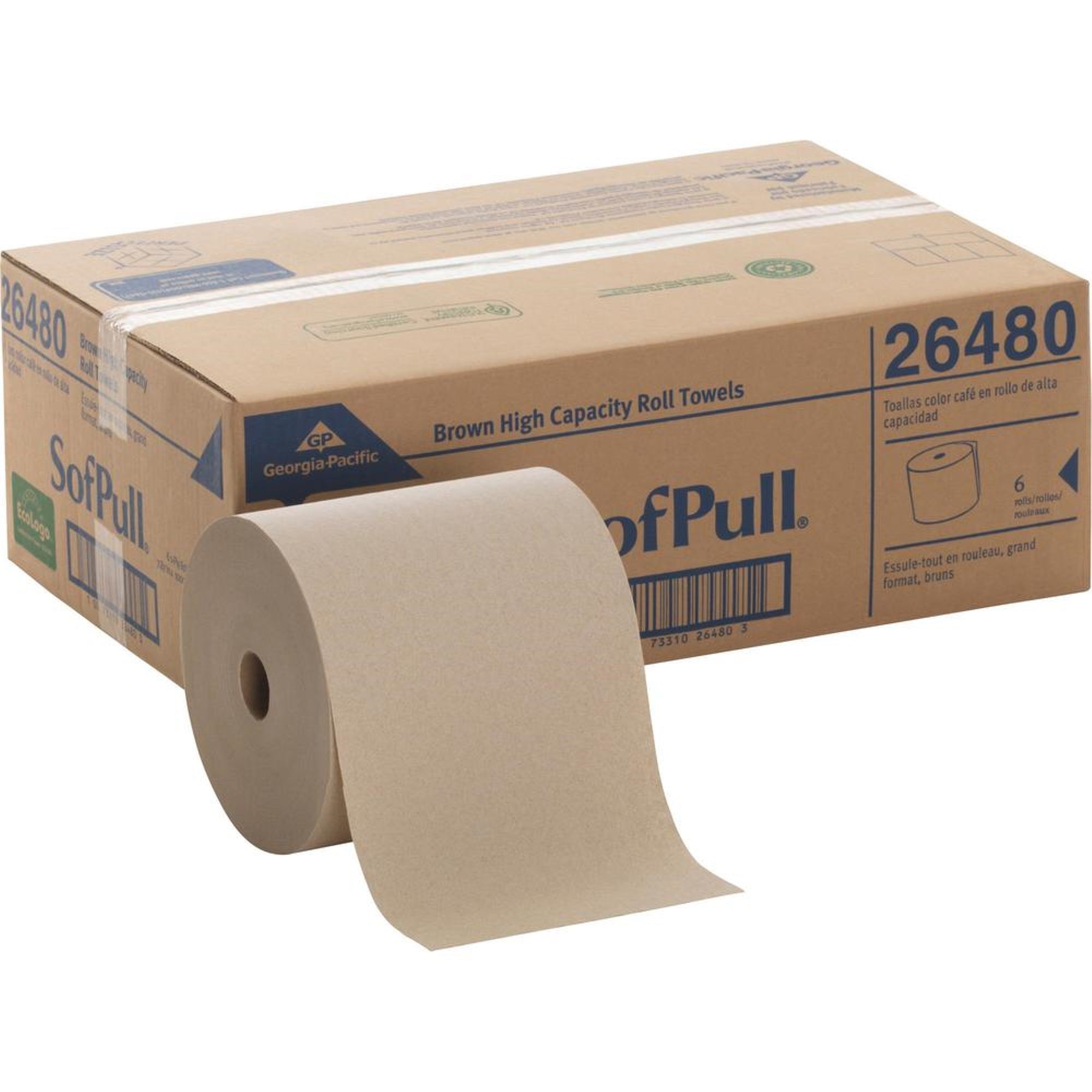 Sofpull Mechanical Recycled Paper Towel Rolls - 1 Ply - 7.87 X 1000 Ft - 7.80 Roll Diameter - Brown - Paper - Soft, Absorbent, N