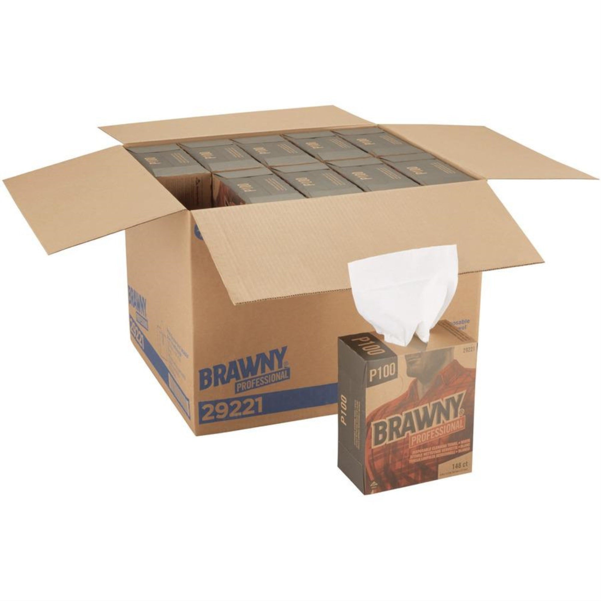 Brawny&Reg; Professional P100 Disposable Cleaning Towels - Towel - 8 Width X 12.50 Length - 148 / Box - 20 / Carton - White