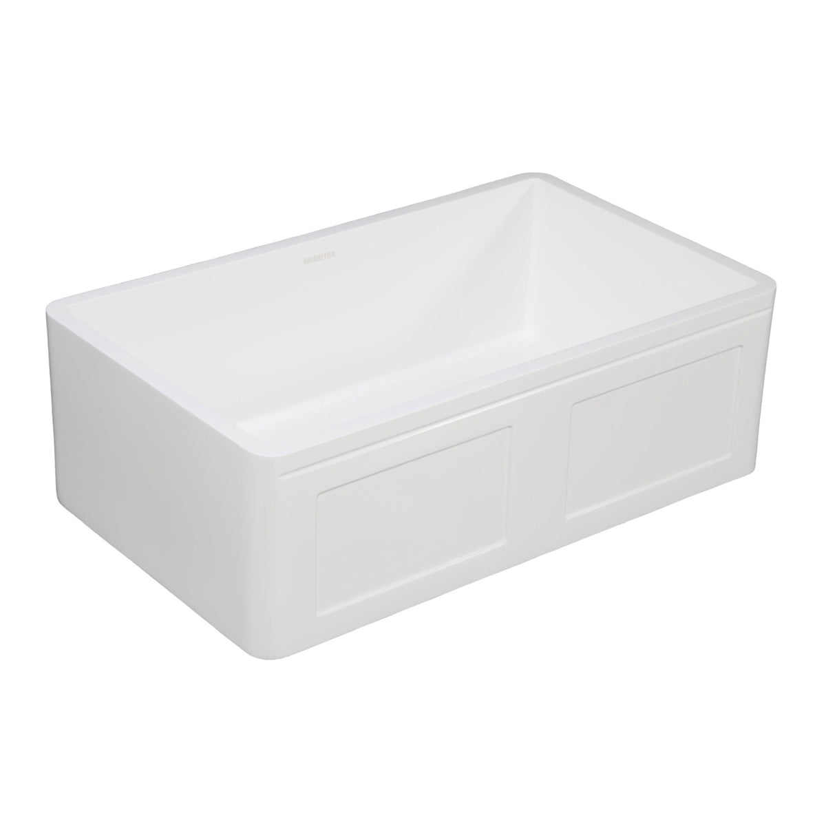 Gourmetier Gkfa331810Ds Solid Surface Matte Stone Apron Front Farmhouse Single Bowl Kitchen Sink, Matte White