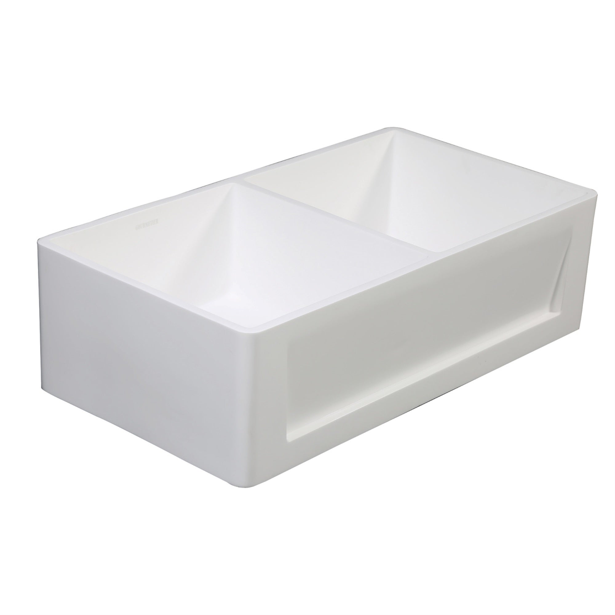 Gourmetier Gkfa331810Sqd Solid Surface Double Bowl Farmhouse Kitchen Sink, Matte White