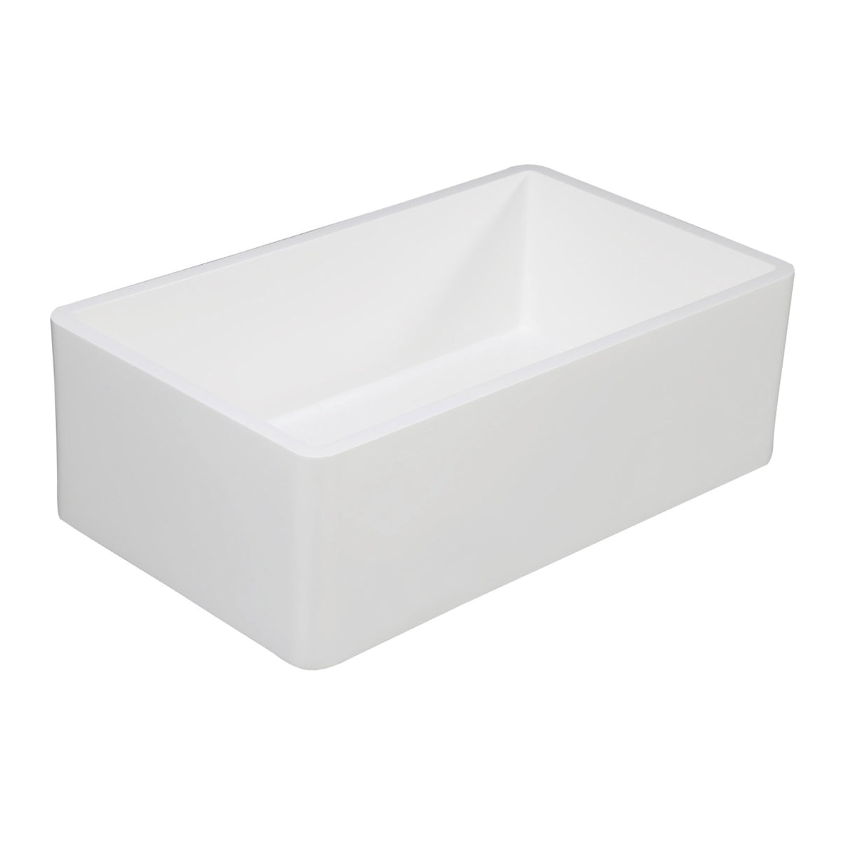 Gourmetier Gkfa361810Bc Solid Surface Matte Stone Apron Front Farmhouse Single Bowl Kitchen Sink, Matte White