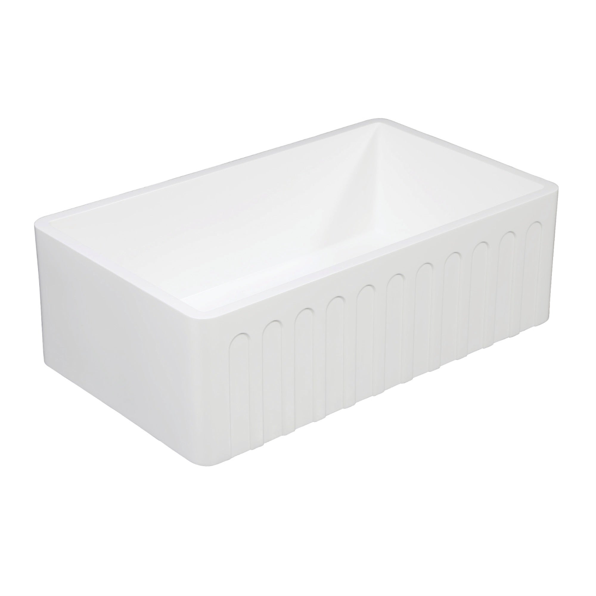 Gourmetier Gkfa361810Cd Solid Surface Matte Stone Apron Front Farmhouse Single Bowl Kitchen Sink, Matte White