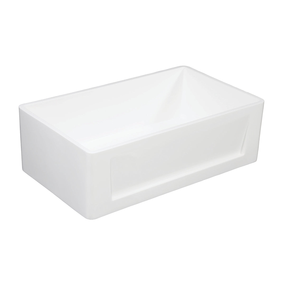 Gourmetier Gkfa361810Sq Solid Surface Matte Stone Apron Front Farmhouse Single Bowl Kitchen Sink, Matte White
