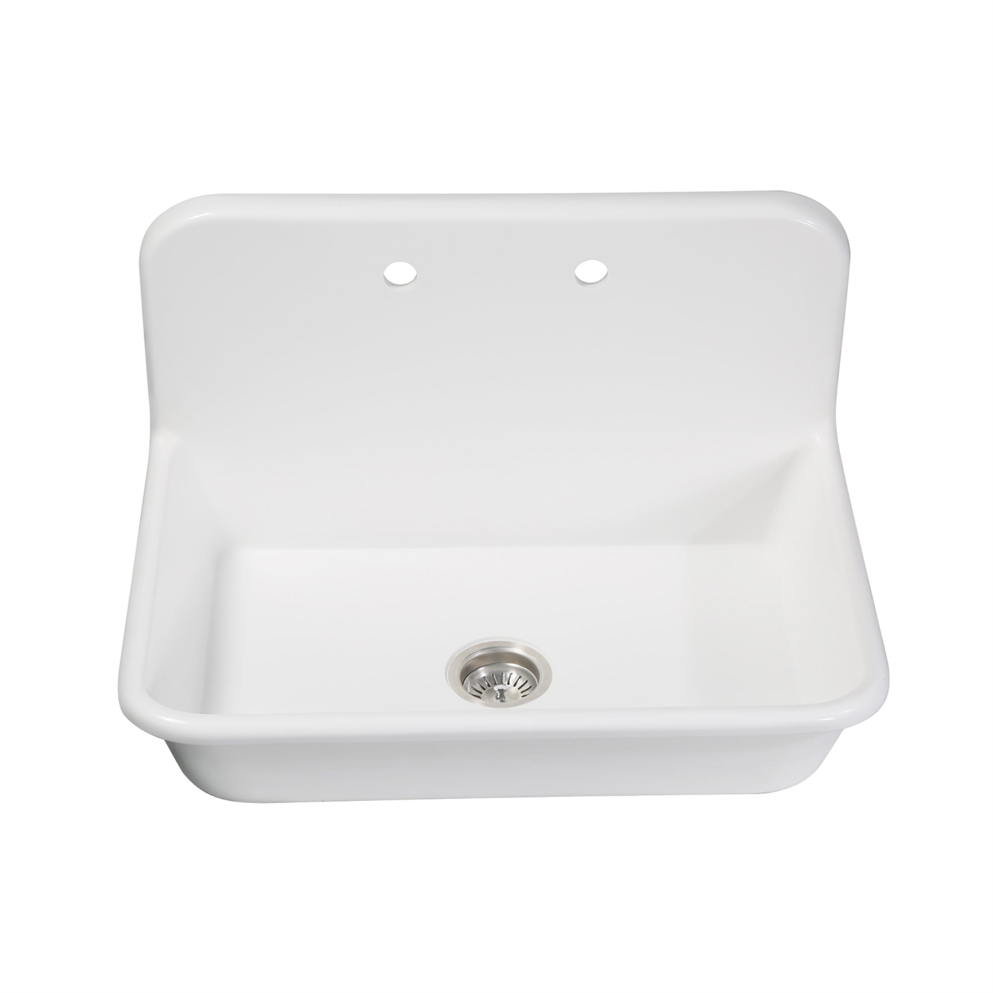 Gourmetier GKTA302119 Arcticstone 30 in. Solid Surface Farmhouse Kitchen Sink with Backsplash  Matte White