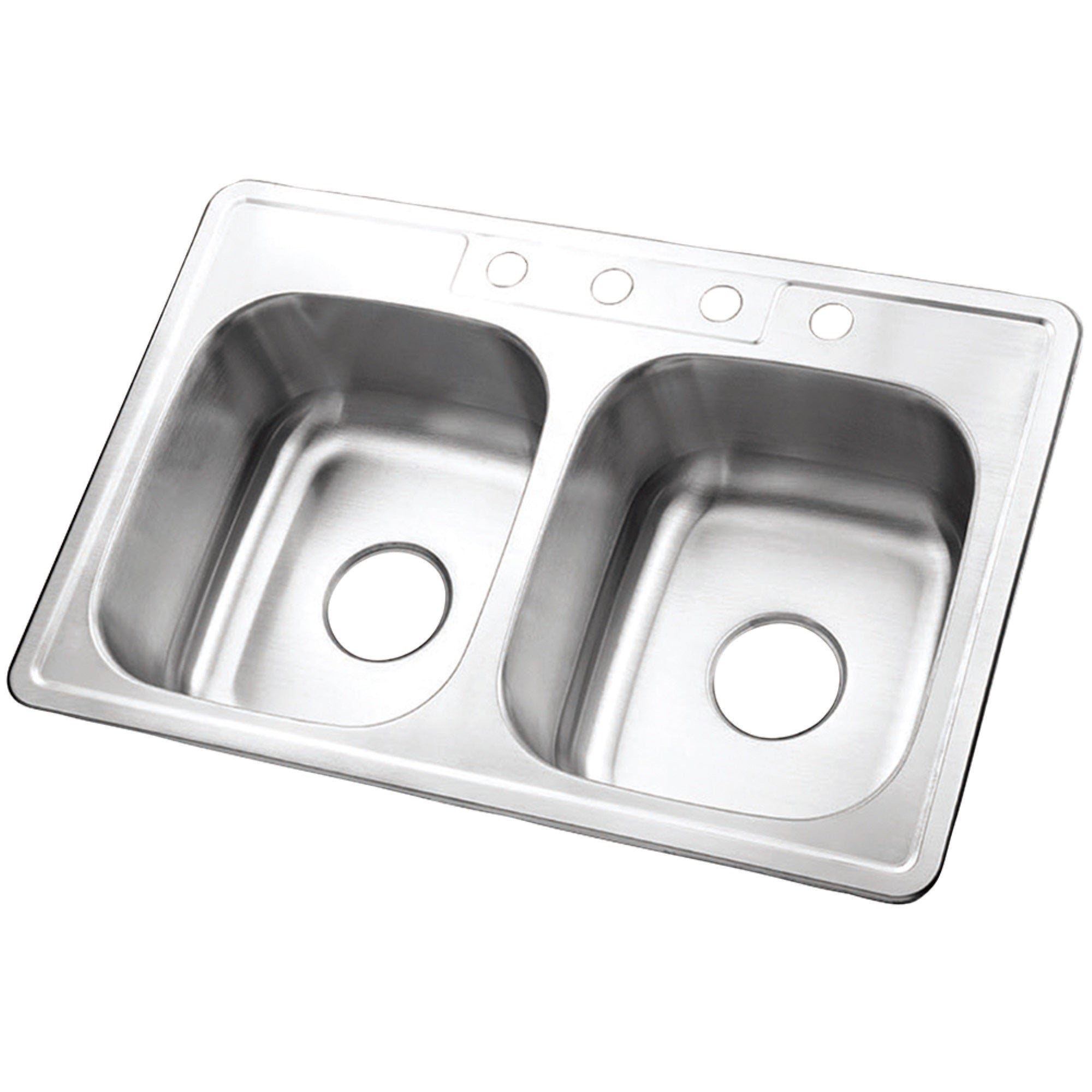 Gourmetier Gktd33228 Drop-In Double Bowl Kitchen Sink, Brushed