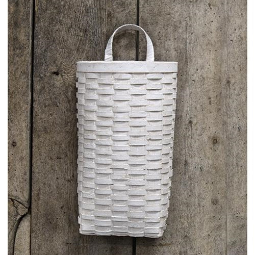 Whitewash Half Moon Wall Basket, 14X8