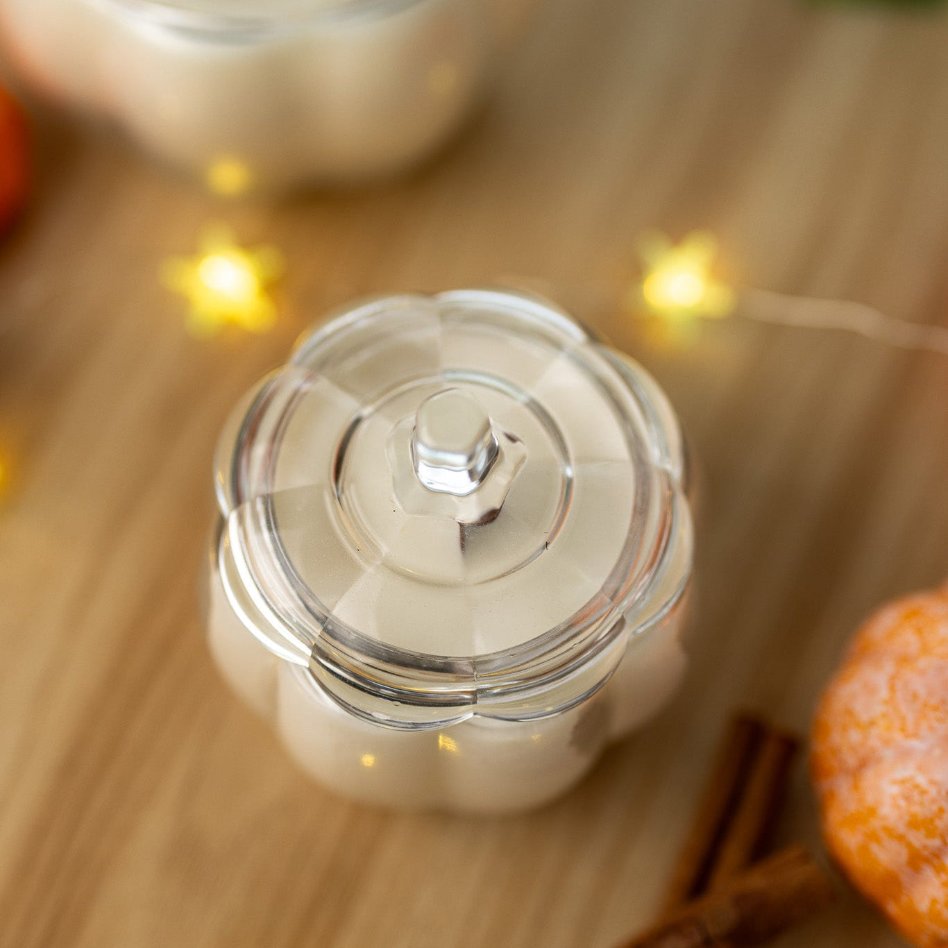 Pumpkin Glass Candle with Lid | Fall Home Decor | Autumn Candle Gift