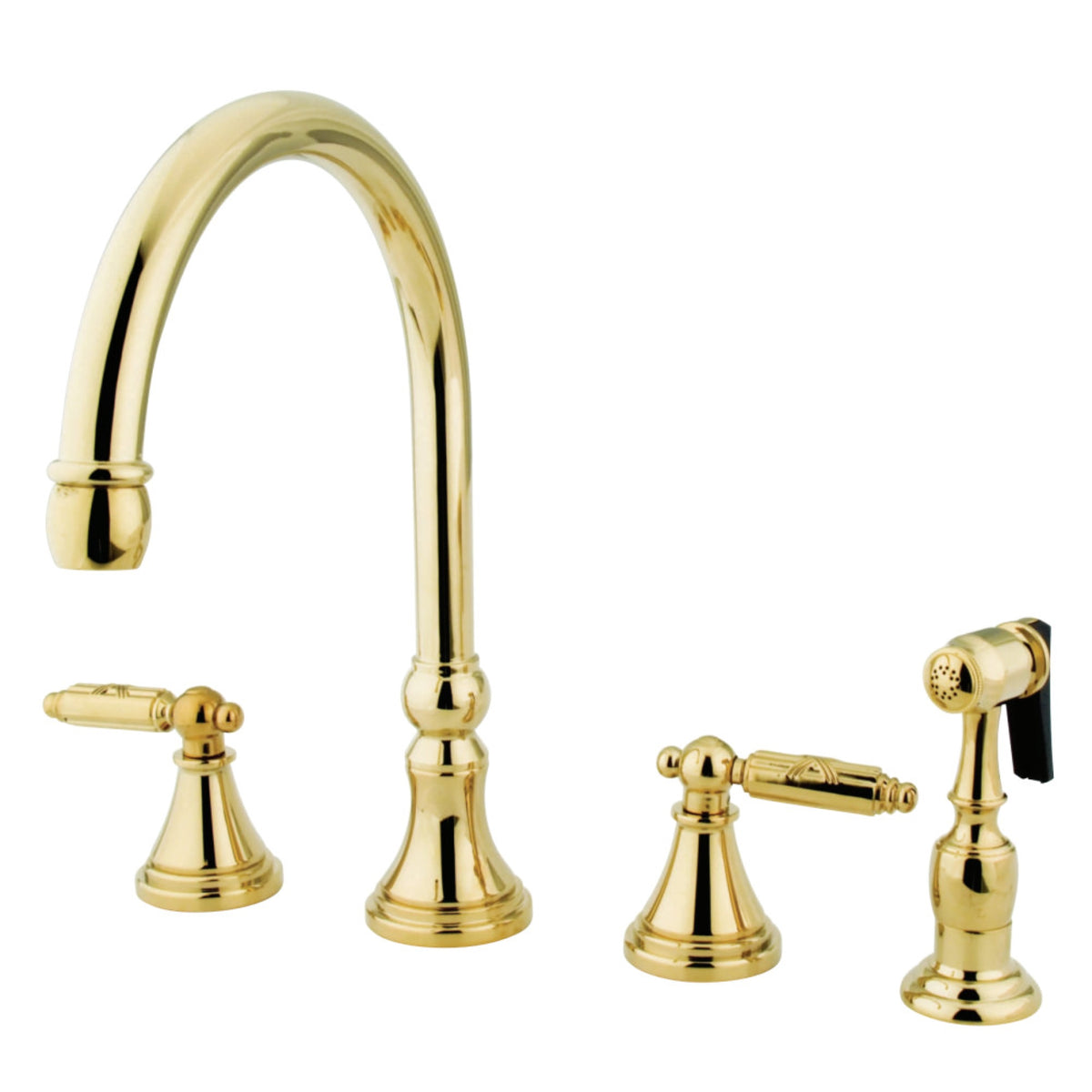 Gourmetier GS2792GLBS Widespread Kitchen Faucet with Brass Sprayer Pol ...