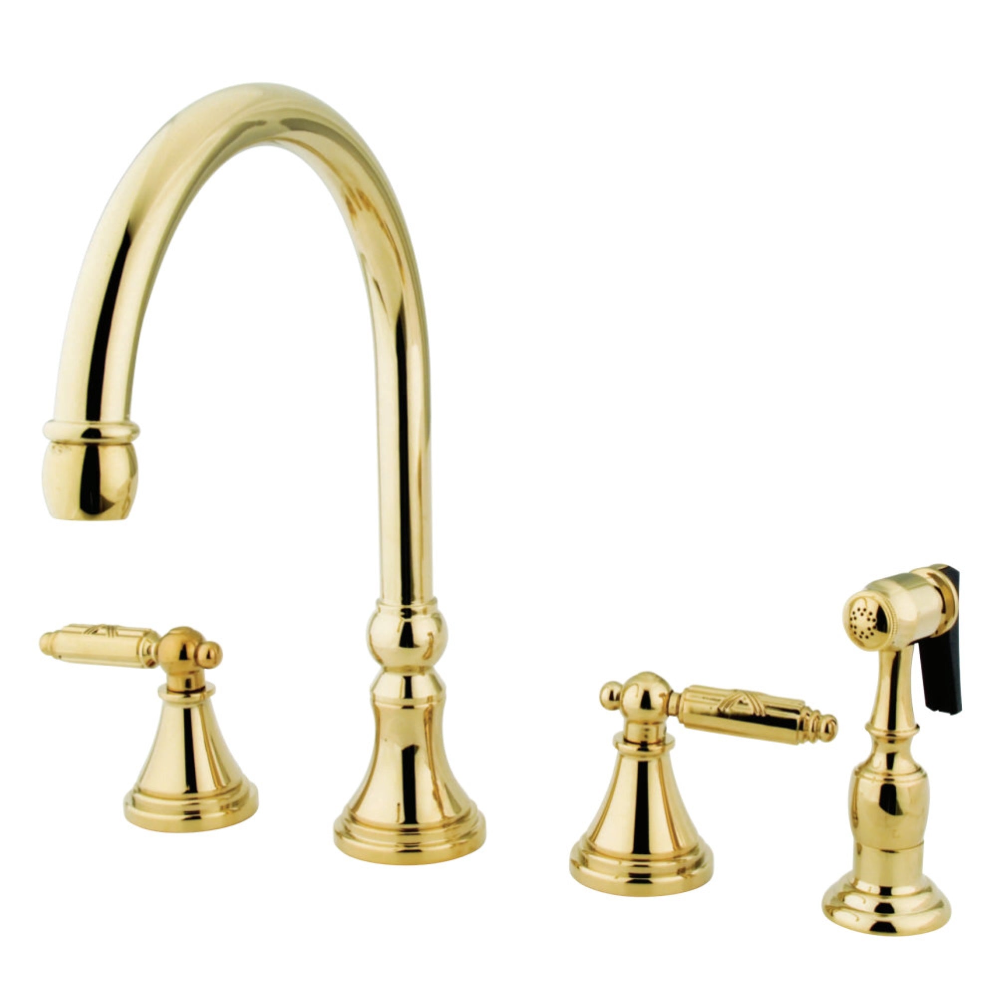Gourmetier Gs2792Glbs Widespread Kitchen Faucet With Brass Sprayer,, Polished Brass