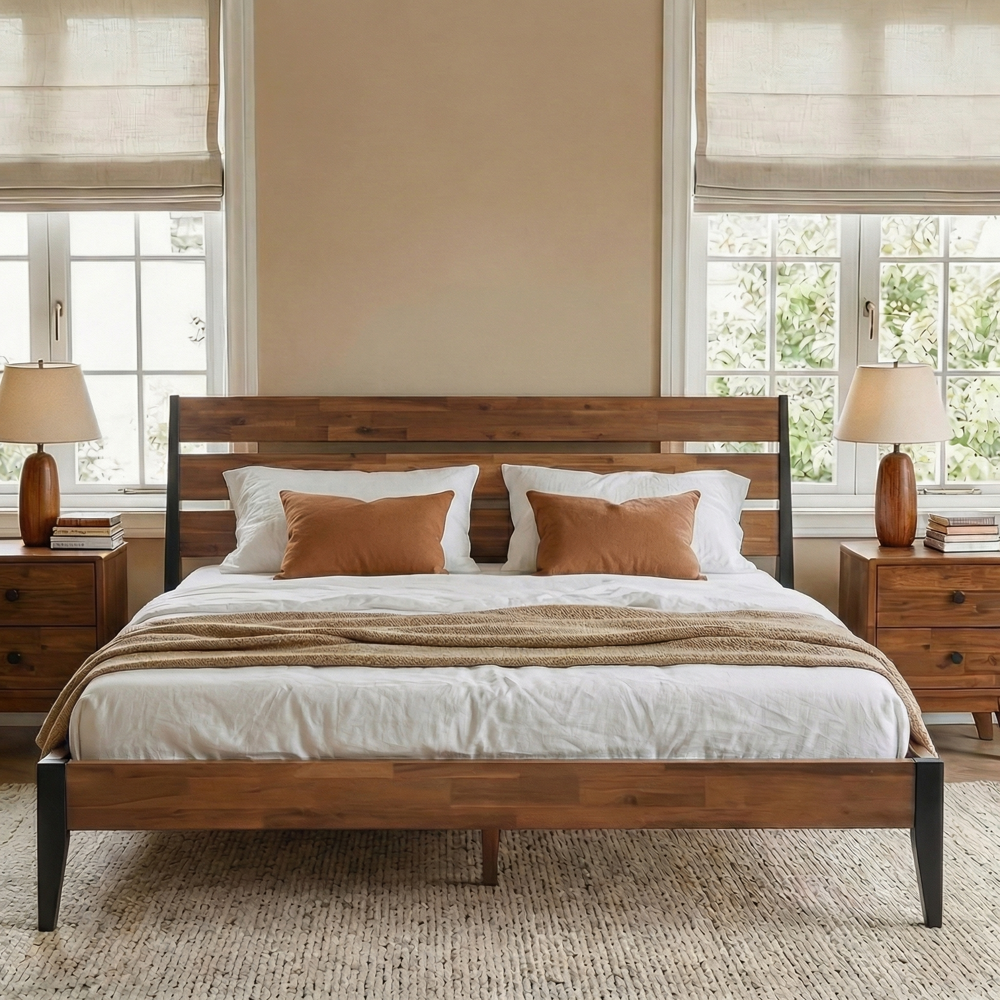 Acacia Emery Solid Wood Bed Frame - Stylish and Durable Acacia Wood Design for Your Bedroom