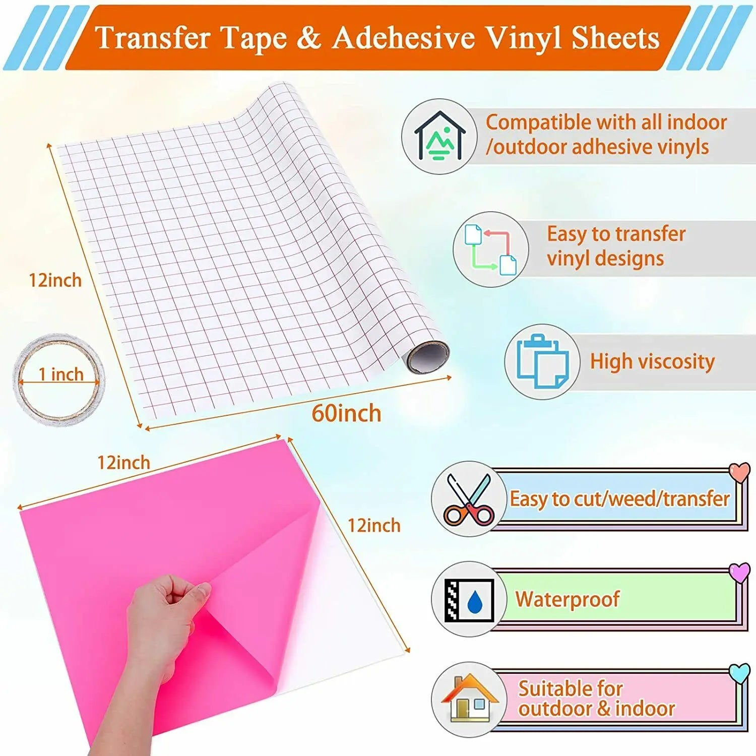 HTVRONT Permanent Vinyl - 12' X 12' Permanent Adhesive Vinyl Bundle Compatible with Cricut Cutting Machine