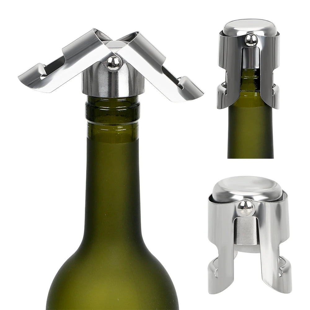 1PC Stainless Steel Champagne Sparkling stopper Wine Bottle Stopper Sealing Bottle Cap Wine Beer Bottle Cork Plug Bar Tools