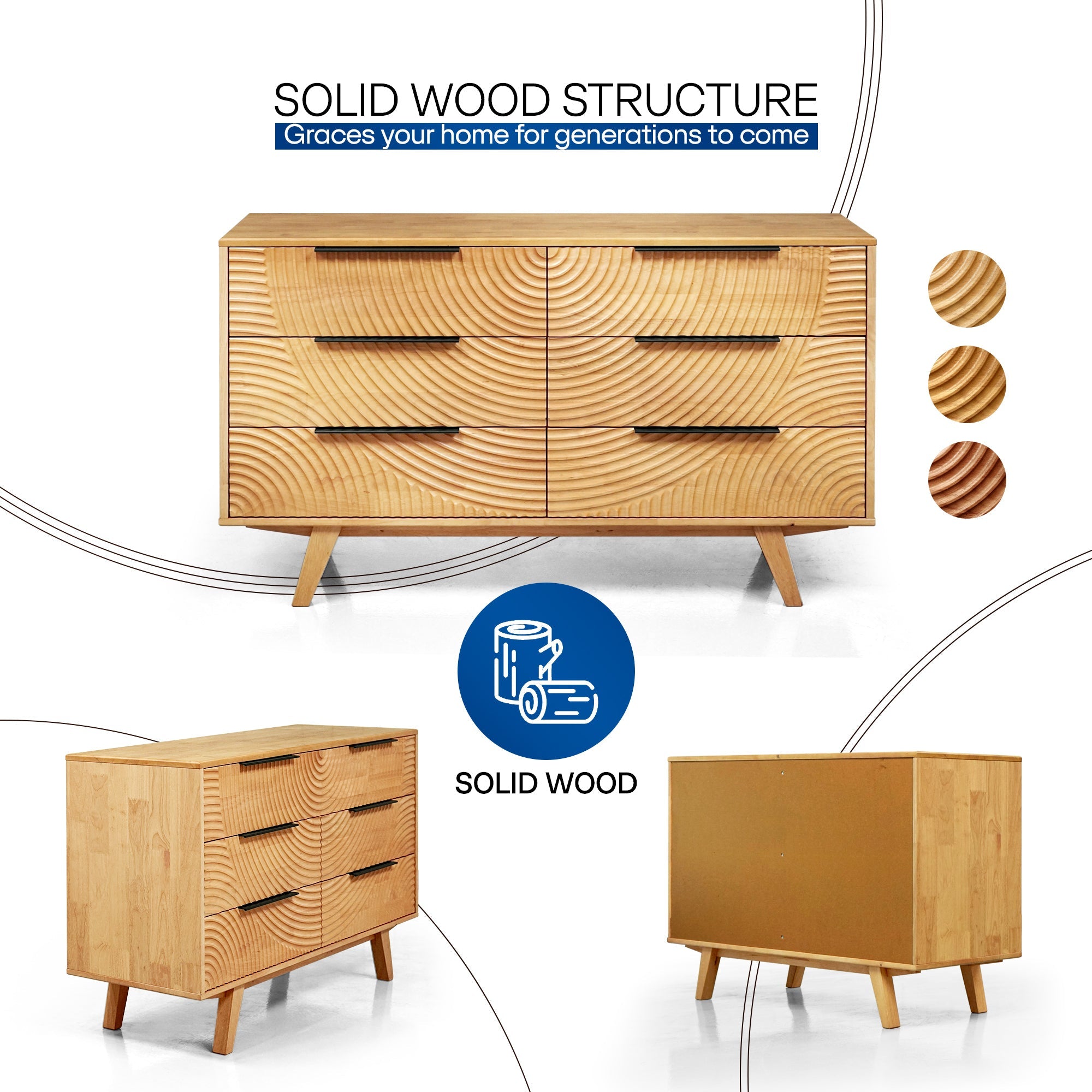 Acacia Harmony Dresser with 6 Drawers for Stylish Storage