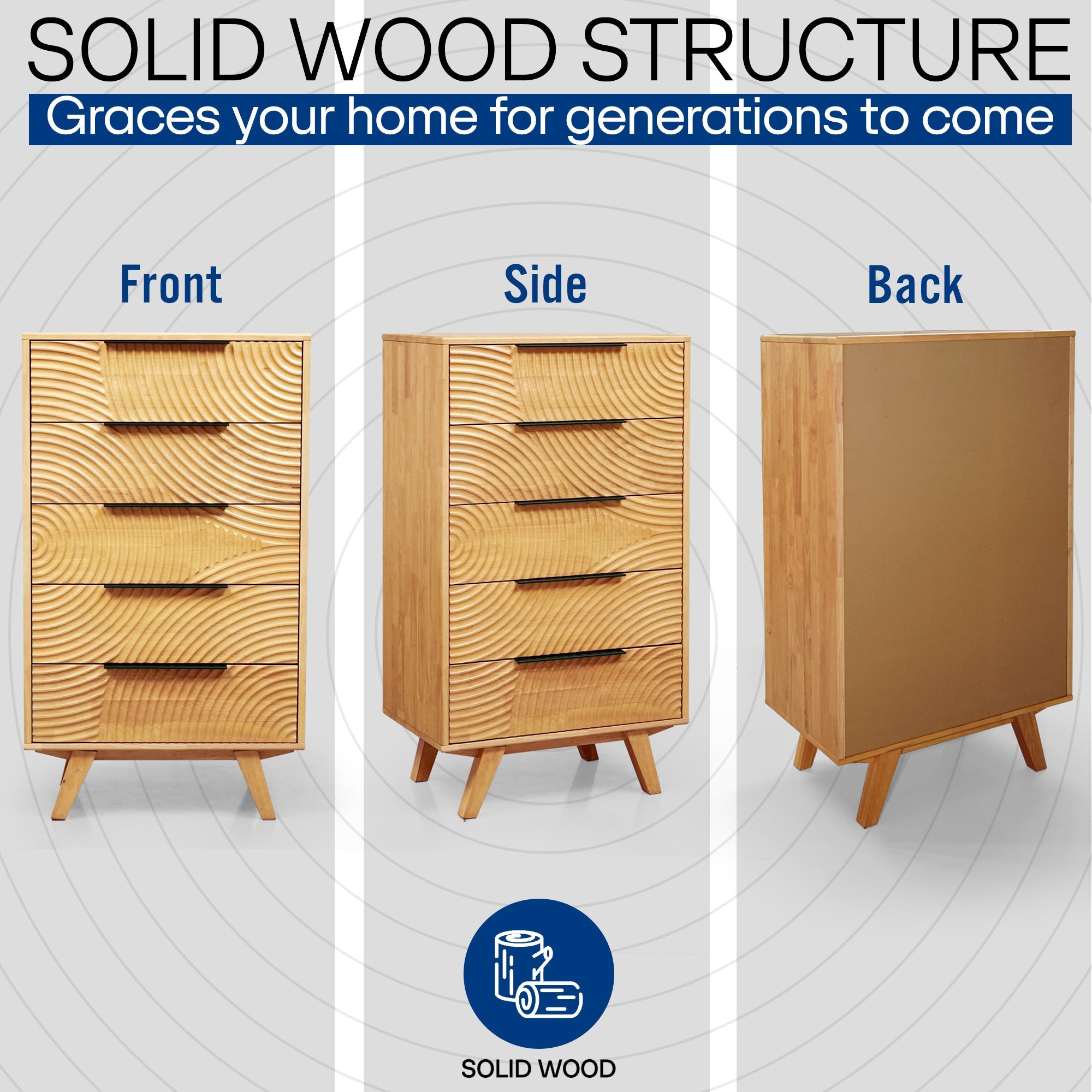 Acacia Harmony Dresser with 5 Drawers for Stylish Storage Solutions