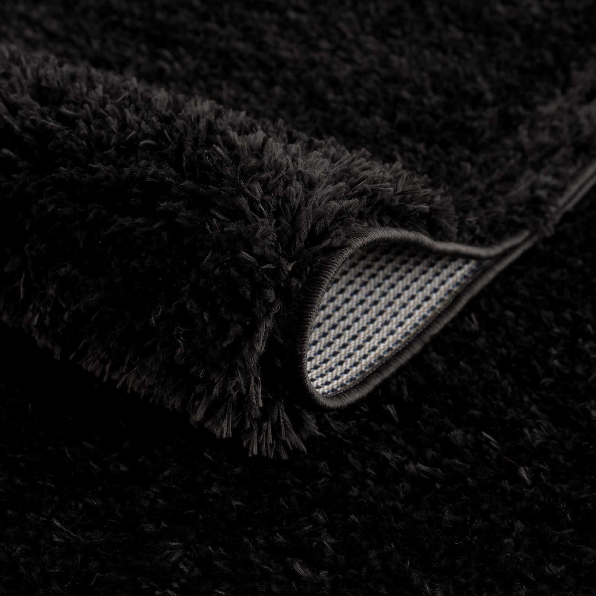 Faina Solid Black Shag Washable Area Rug - Clearance