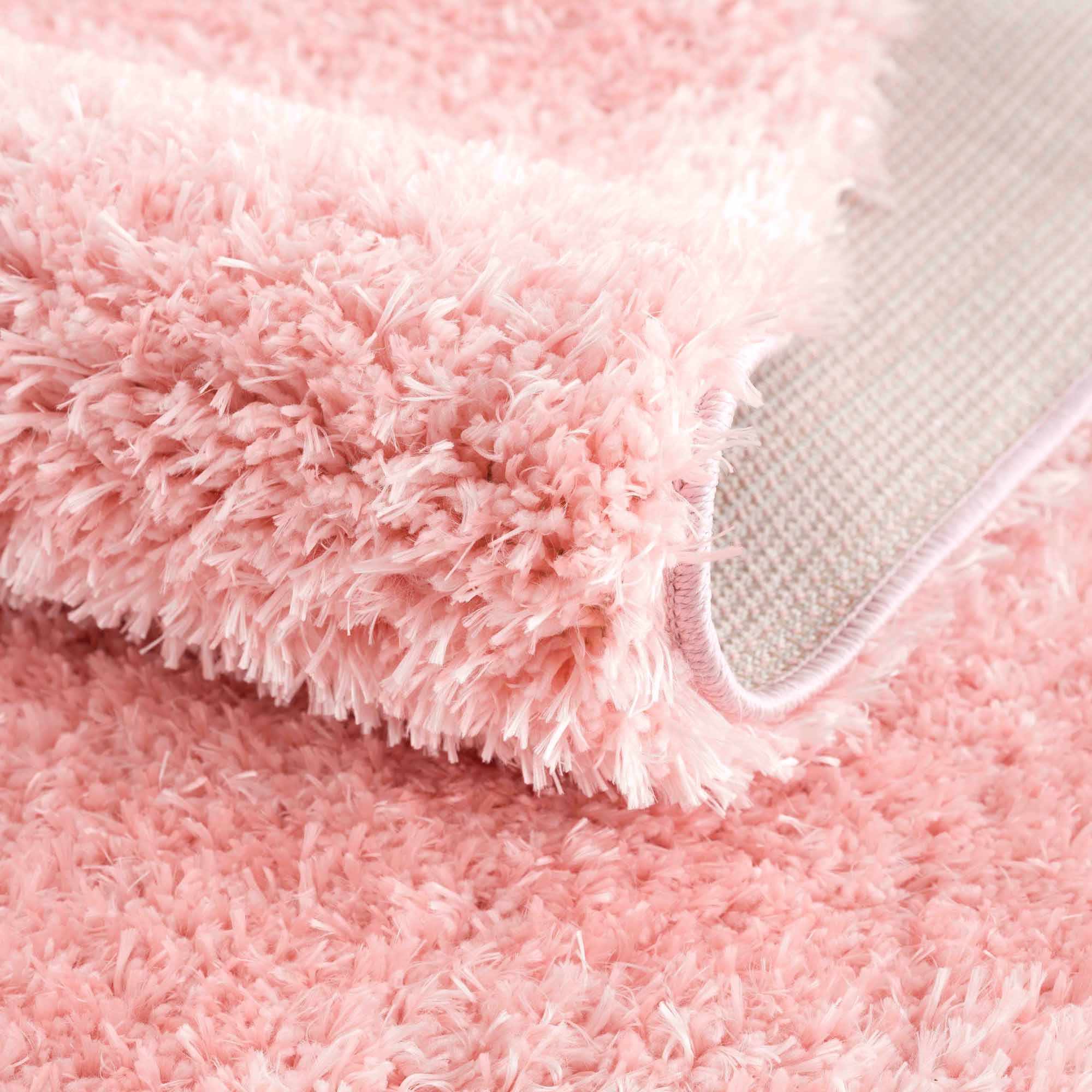 Faina Solid Pink Shag Washable Area Rug - Clearance