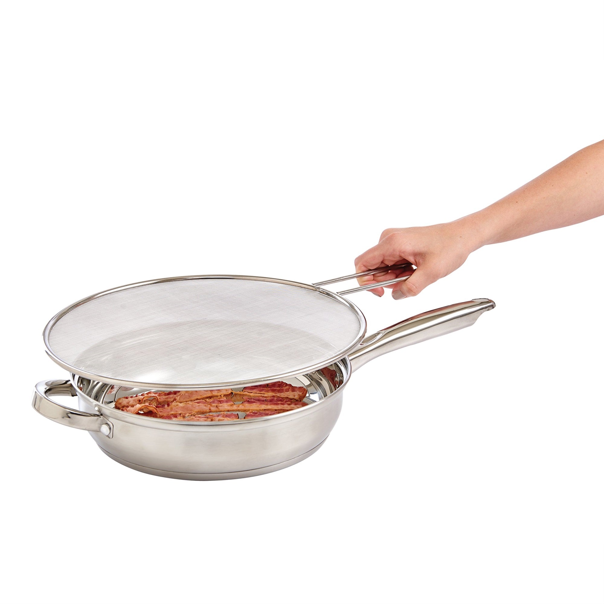 Hic Splatter Screen Guard Strainer, 18/8 Stainless Steel, Fine Mesh, 13-Inches