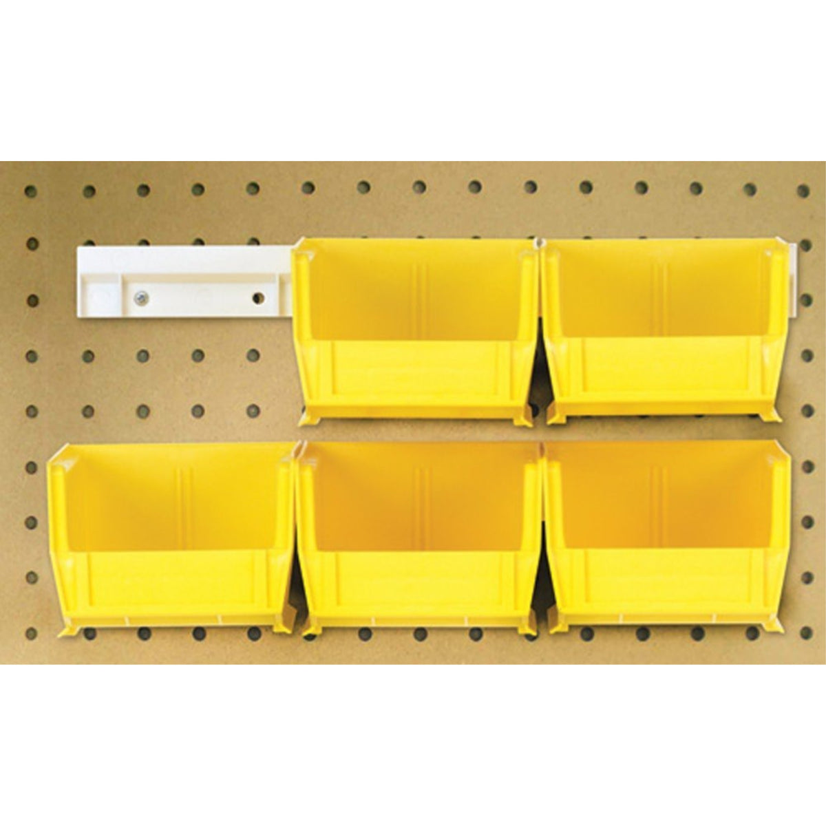 Hang-N-Stack Bin,  Package, Includes: (6) 7-3/8L X 4-1/8W X 3H (Qus220) Green Bin And (2) Bin Rails