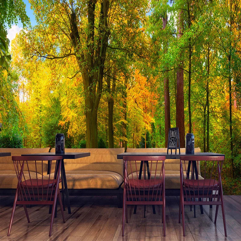 Custom Mural Wallpaper Green Forest Nature Scenery Wall Painting Living Room Restaurant Cafe Backdrop Wall Decor Papel De Parede
