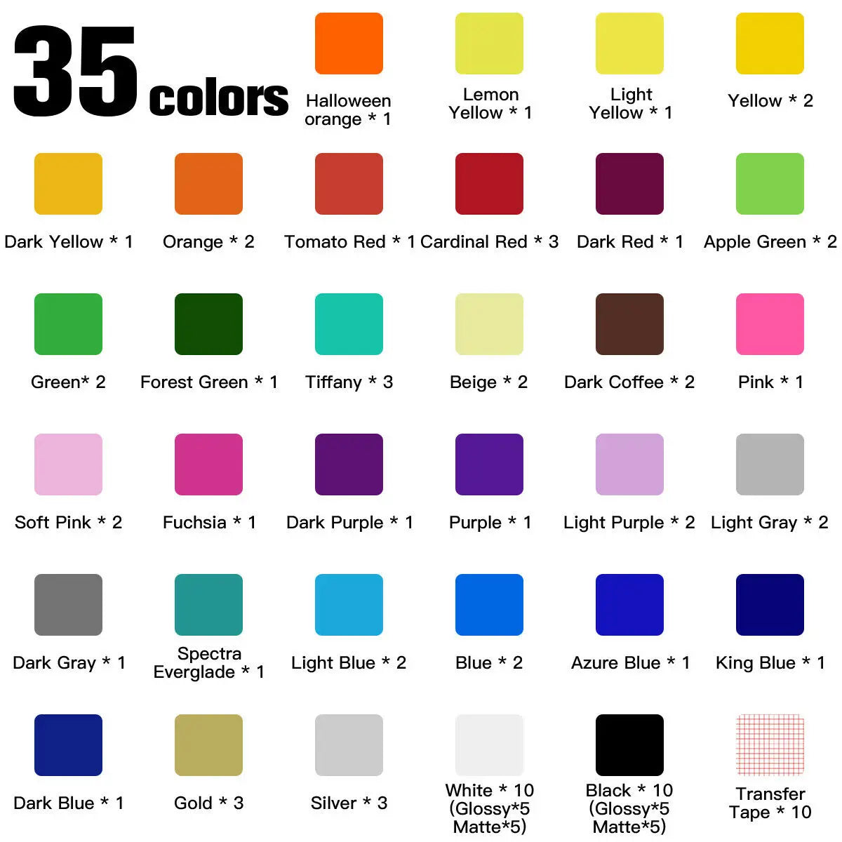 HTVRONT Permanent Vinyl - 12' X 12' Permanent Adhesive Vinyl Bundle Compatible with Cricut Cutting Machine