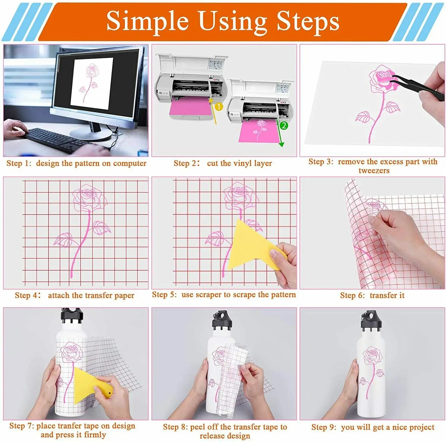 HTVRONT Permanent Vinyl - 12' X 12' Permanent Adhesive Vinyl Bundle Compatible with Cricut Cutting Machine