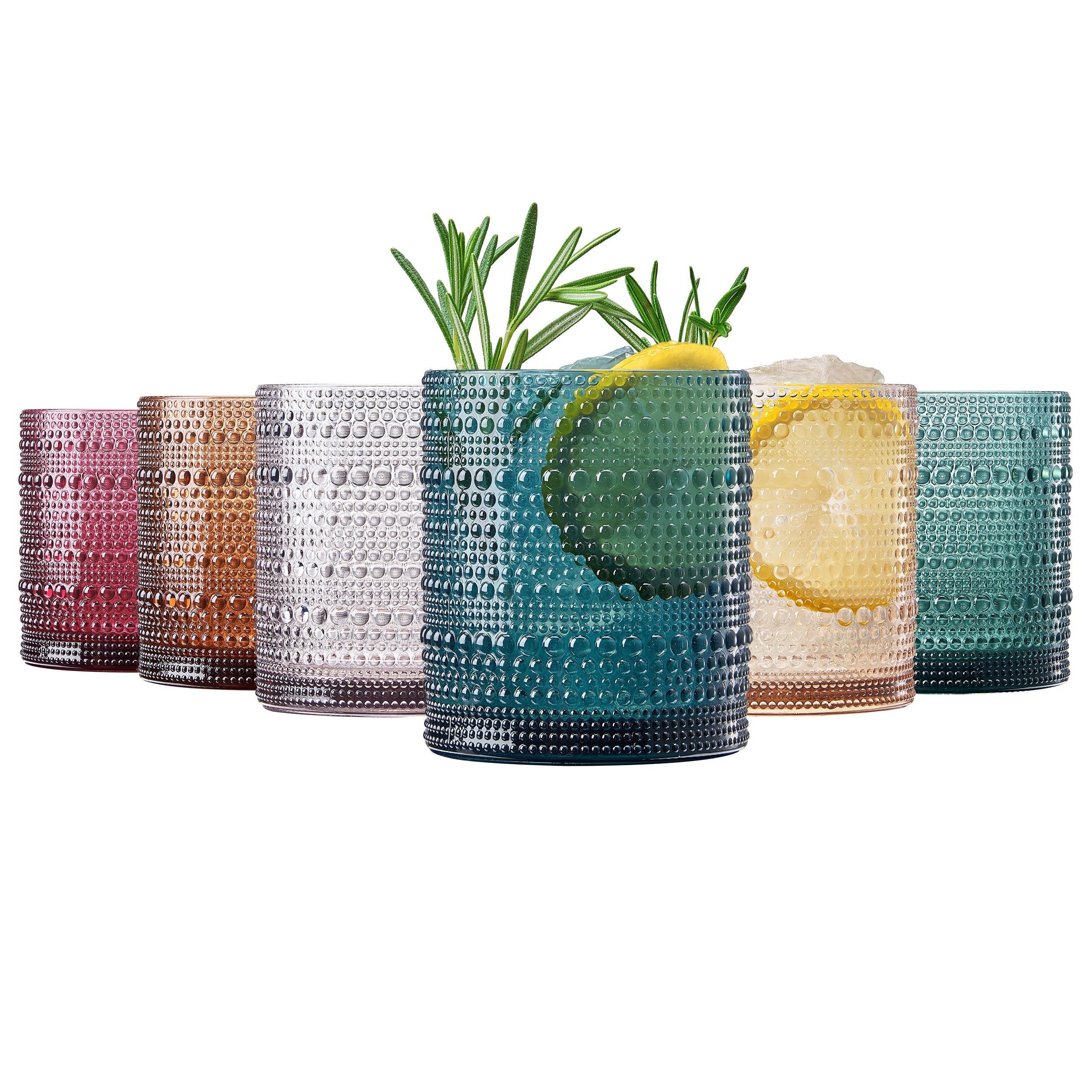 Plastic Hobnail Drinking Glasses Set of 6 Neutral Tones Cups 10oz
