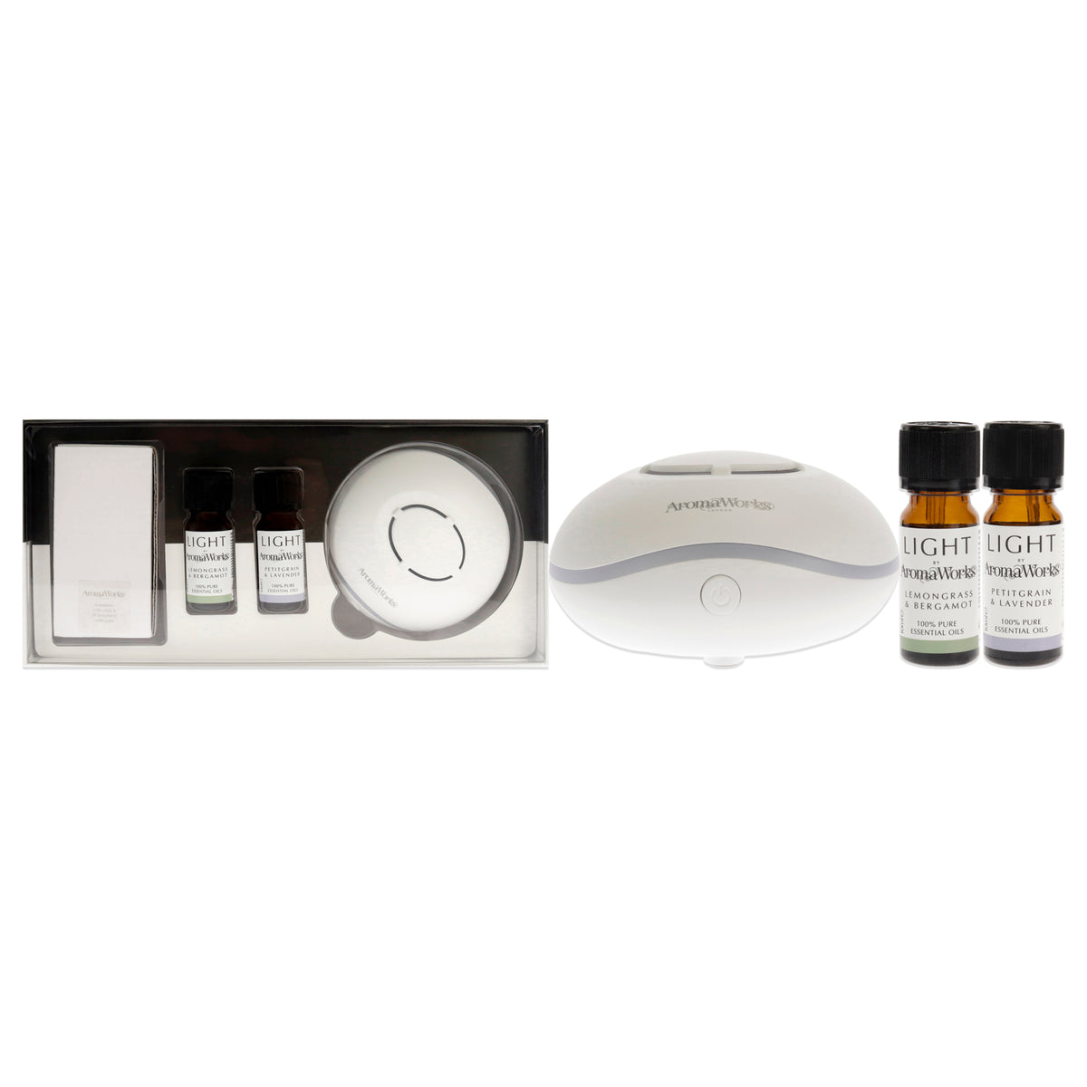 Light Range Usb Aroma Diffuser Set By Aromaworks For Unisex - 4 Pc 0.33Oz Light Essential Oil - Lemongrass And Bergamot, 0.33Oz