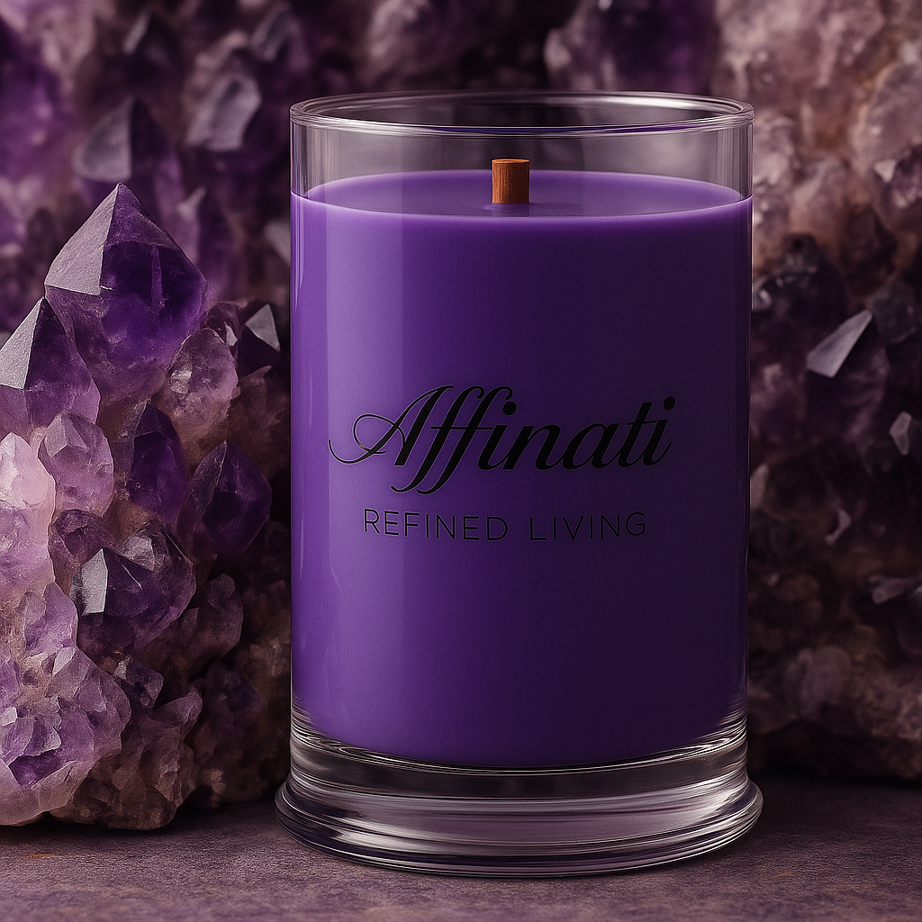 Amethyst Grove Wooden Wick Candle – Luxury 21 oz Soy Blend | Affinati