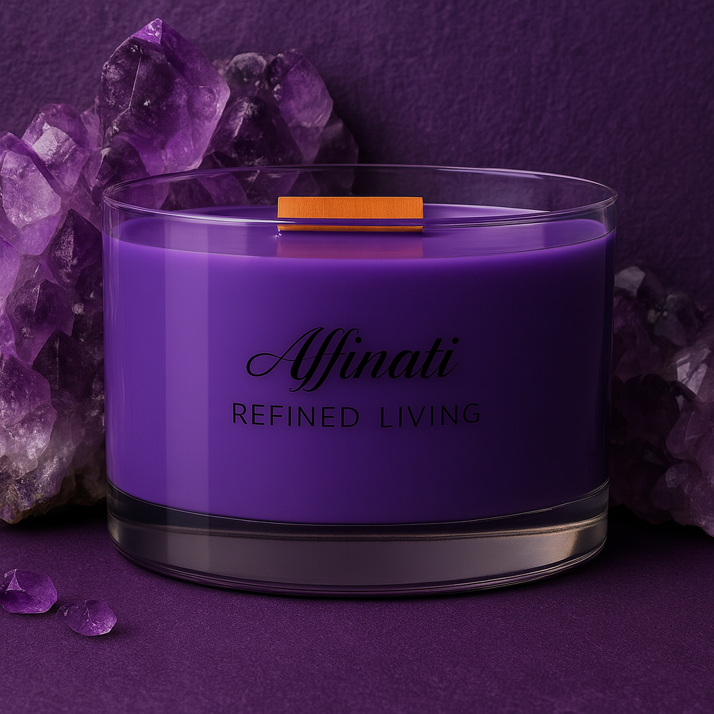 Amethyst Grove Wooden Wick Candle – Luxury 13 oz Soy Blend | Affinati