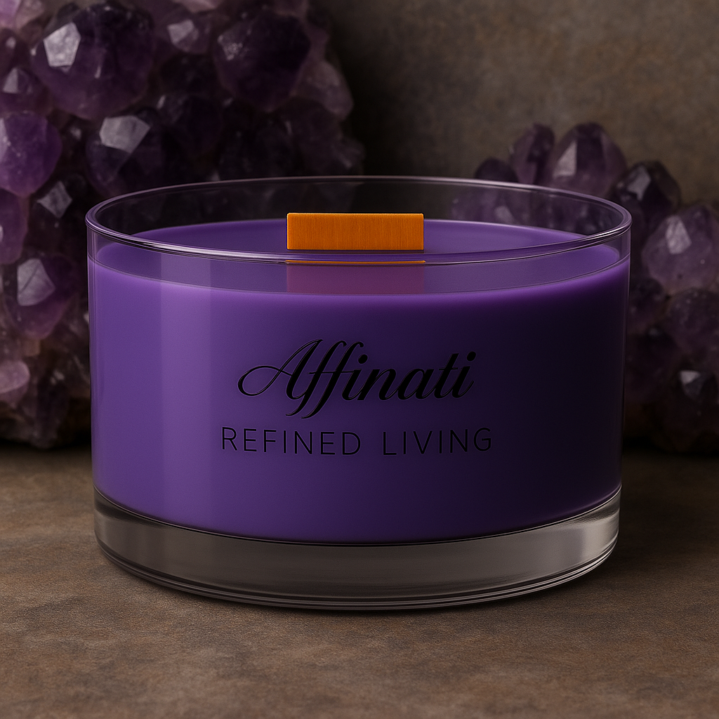 Amethyst Grove Wooden Wick Candle – Luxury 13 oz Soy Blend | Affinati