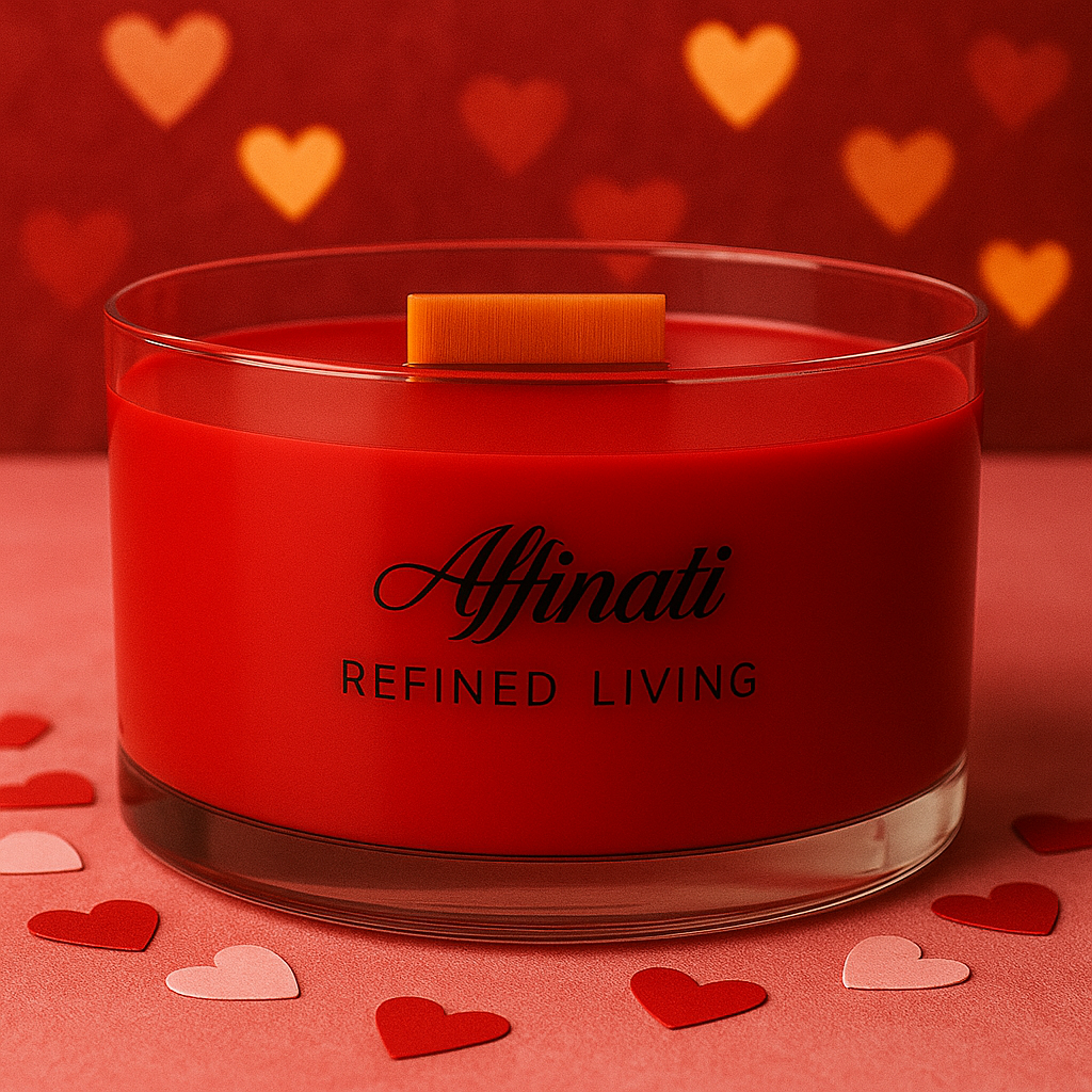 Rose Amour Wooden Wick Candle – Luxury 13 oz Soy Blend | Affinati