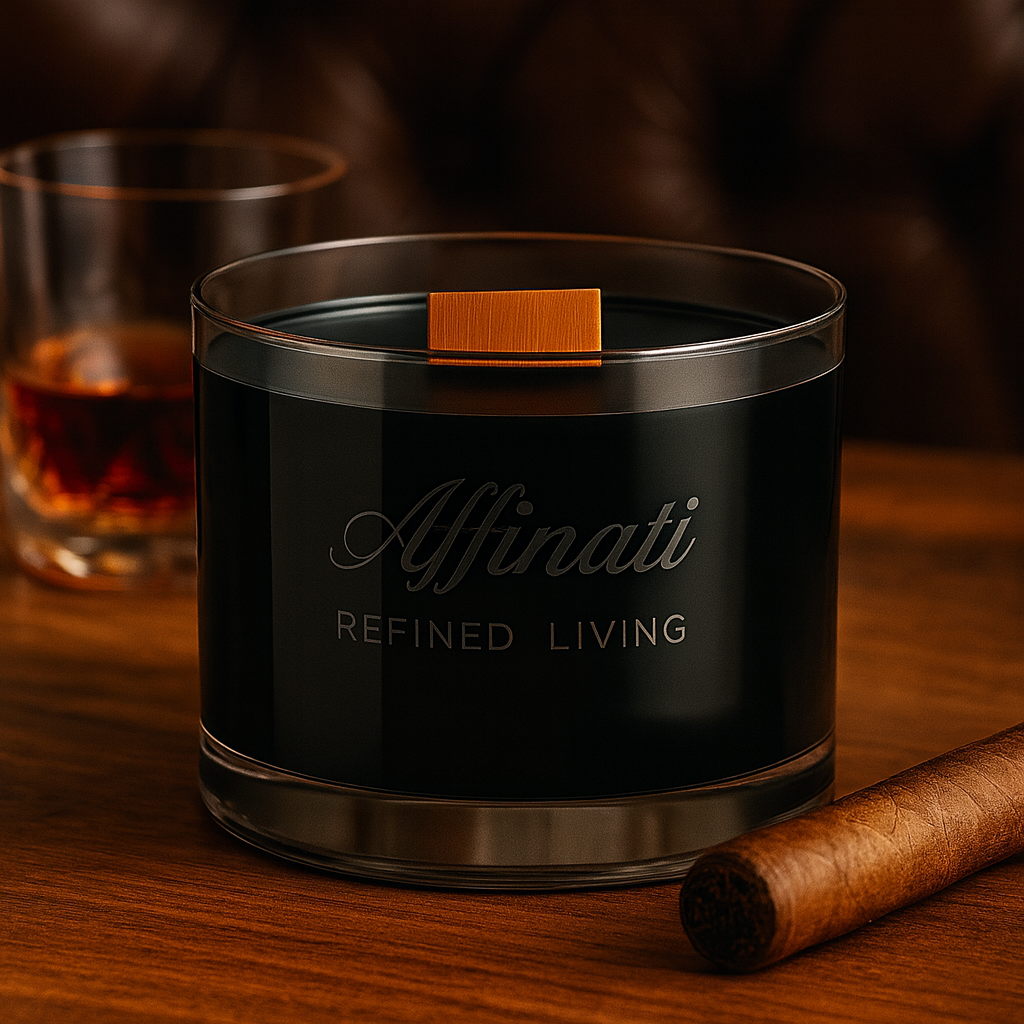 Smoked Bourbon Wooden Wick Candle – Luxury 13 oz Soy Blend | Affinati