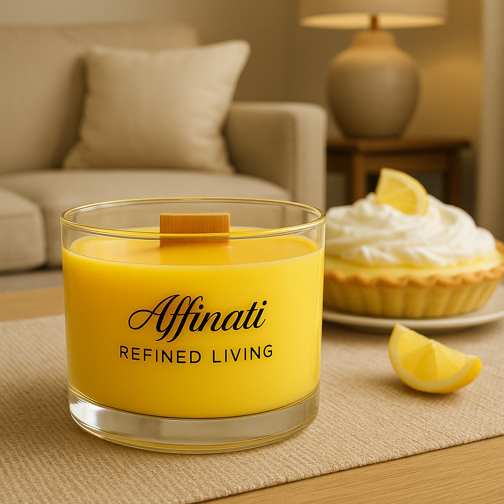 Lemon Creme Wooden Wick Candle – Luxury 13 oz Soy Blend | Affinati