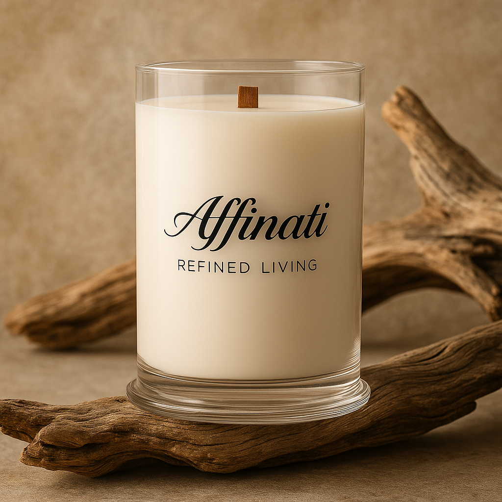White Driftwood Wooden Wick Candle – Luxury 21 oz Soy Blend | Affinati