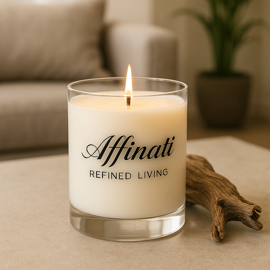 White Driftwood Wooden Wick Candle – Luxury 10 oz Soy Blend | Affinati
